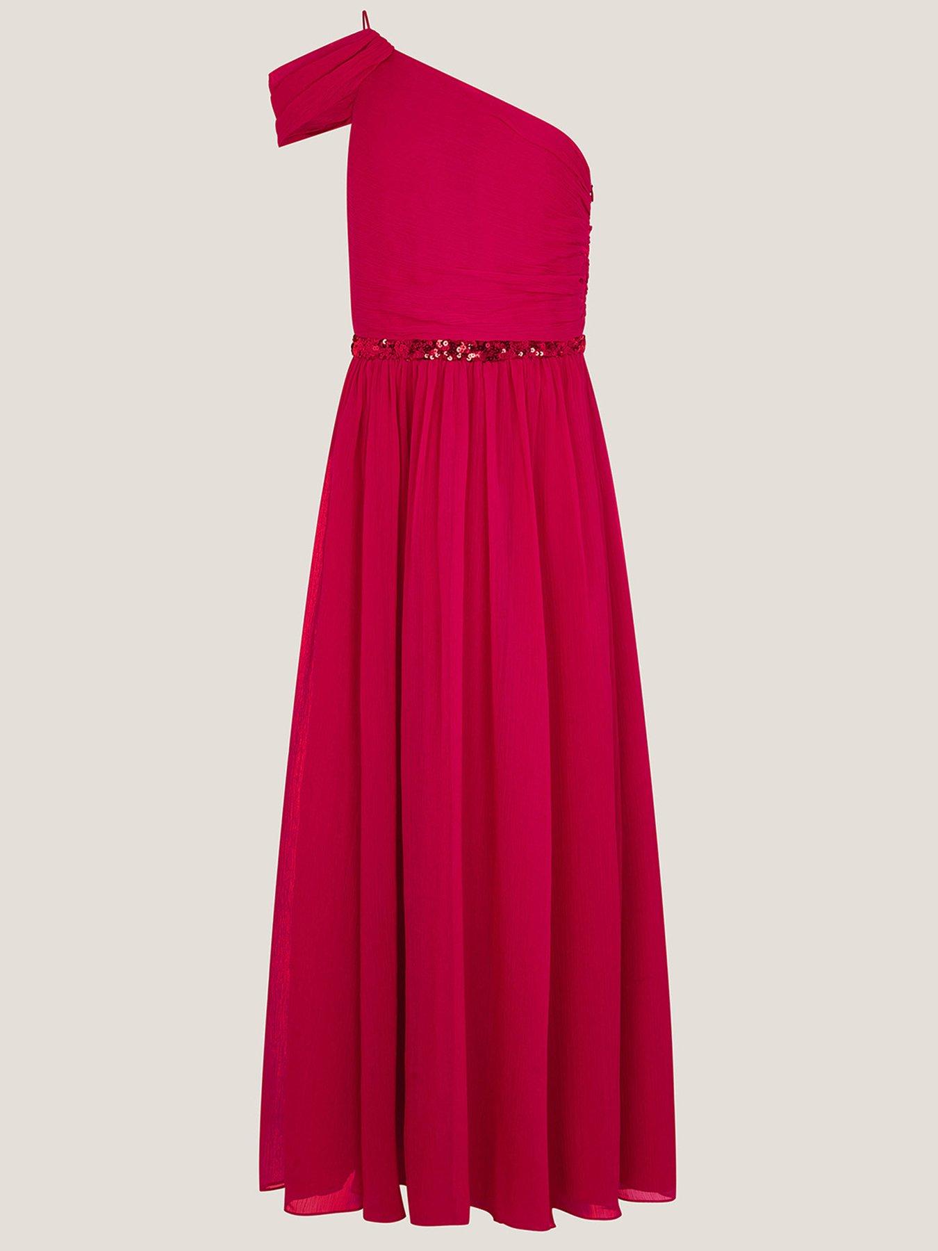 Image 3 of 4 of Monsoon Girls Sequin One Shoulder Texas Dress - Red