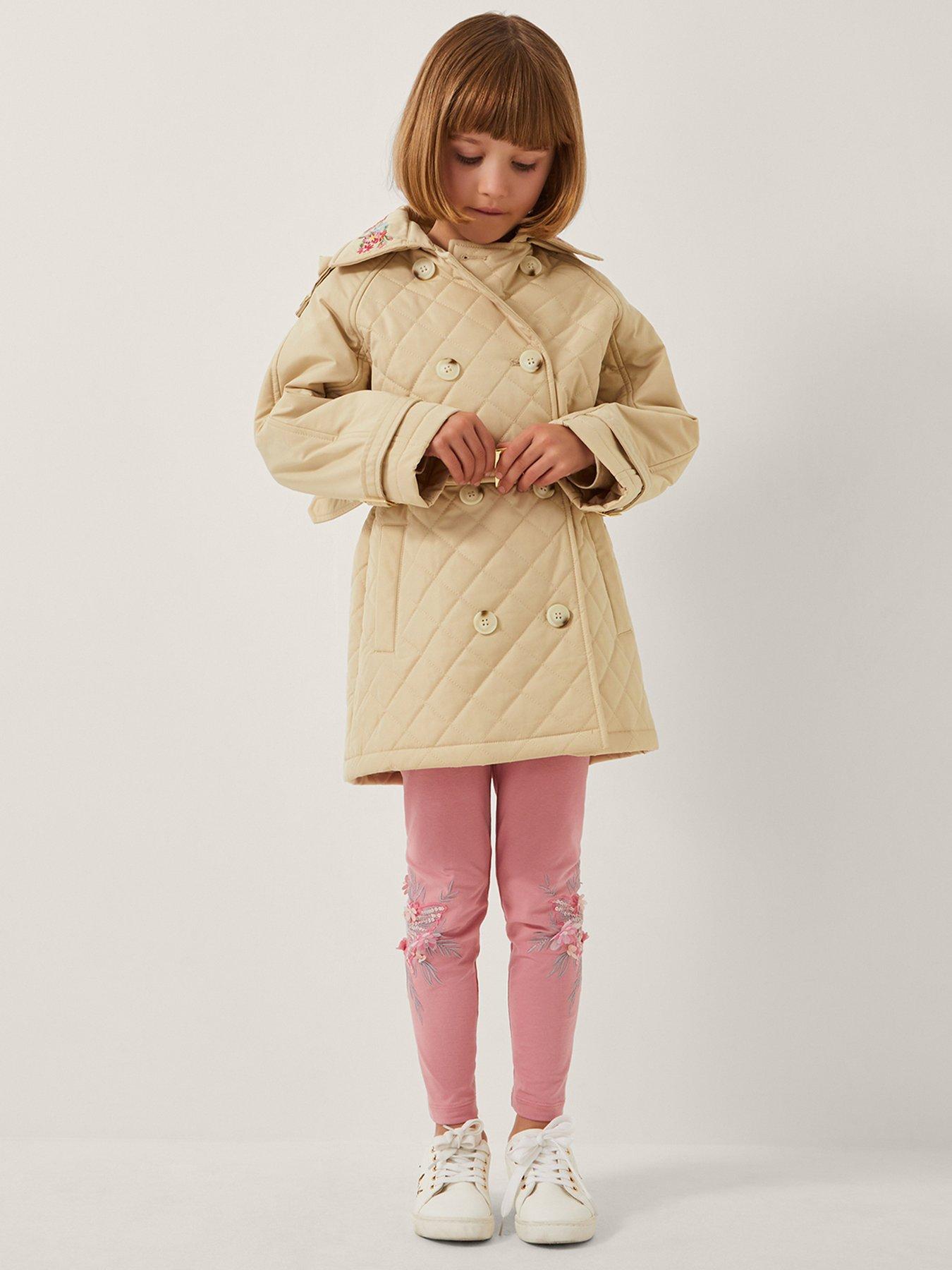 Image 1 of 4 of Monsoon Girls Embroidered Trench Coat - Cream