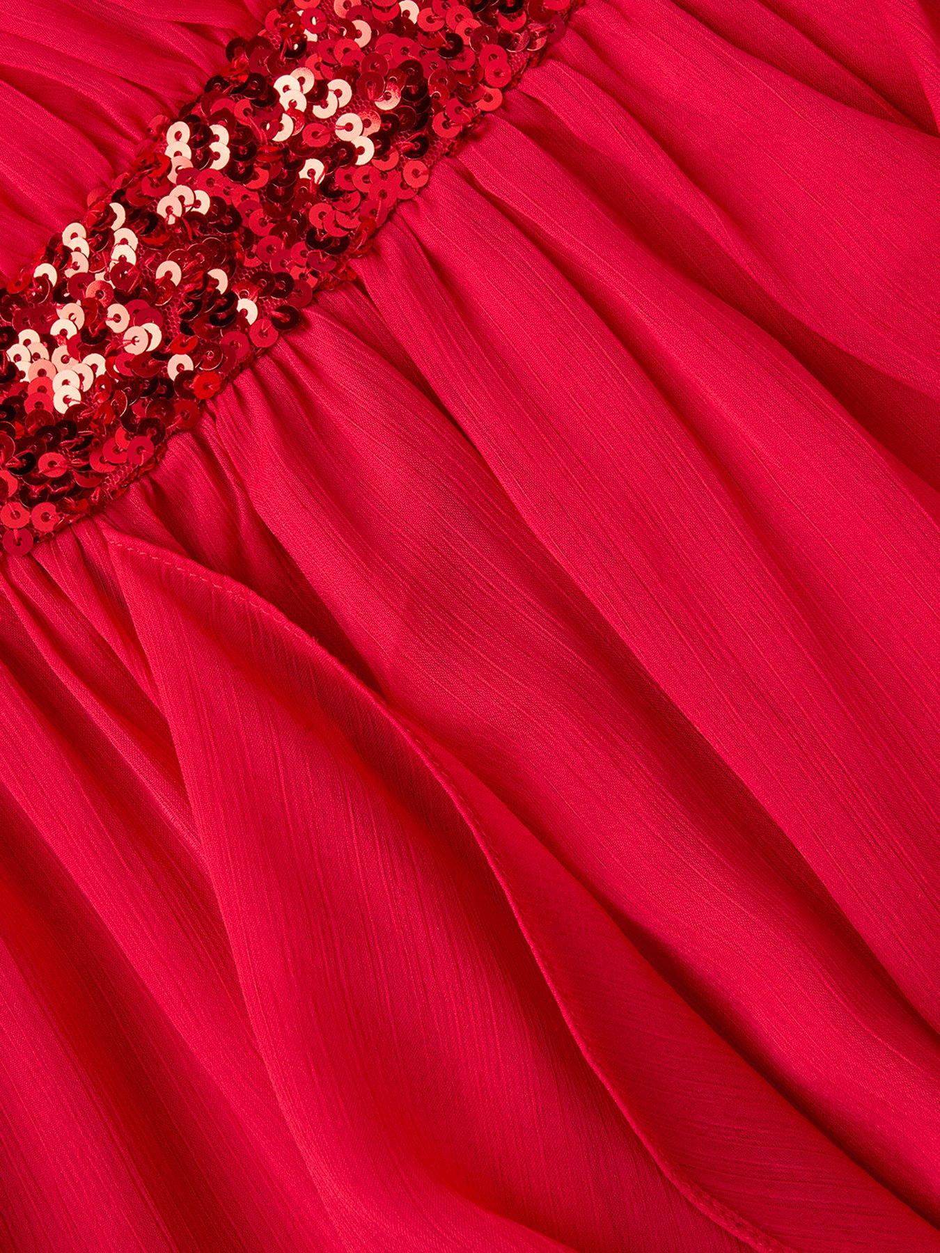 Image 4 of 4 of Monsoon Girls Clemmie Sequin Chiffon Dress - Red