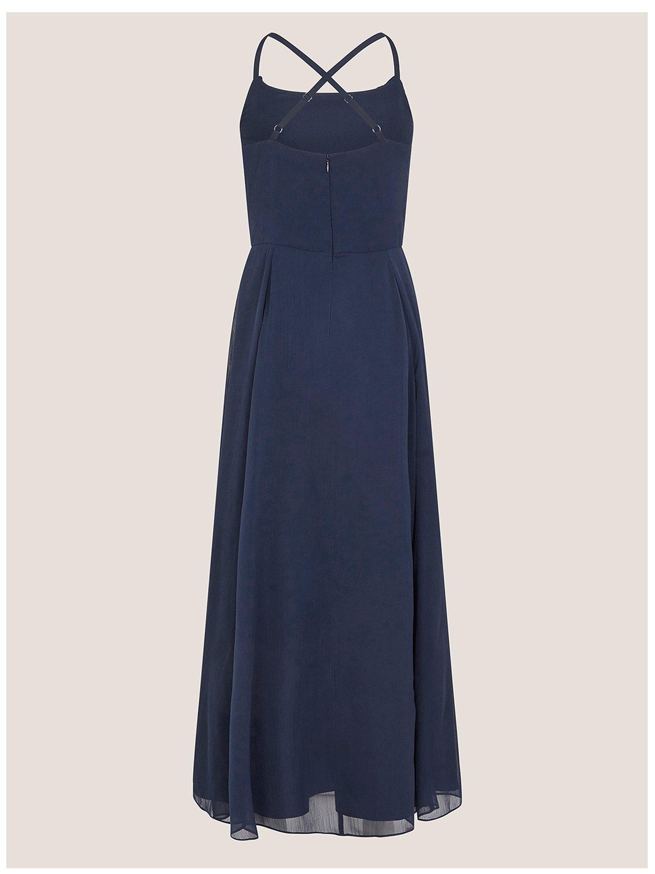 Image 3 of 4 of Monsoon Girls Cowl Neck Maxi Dress - Navy