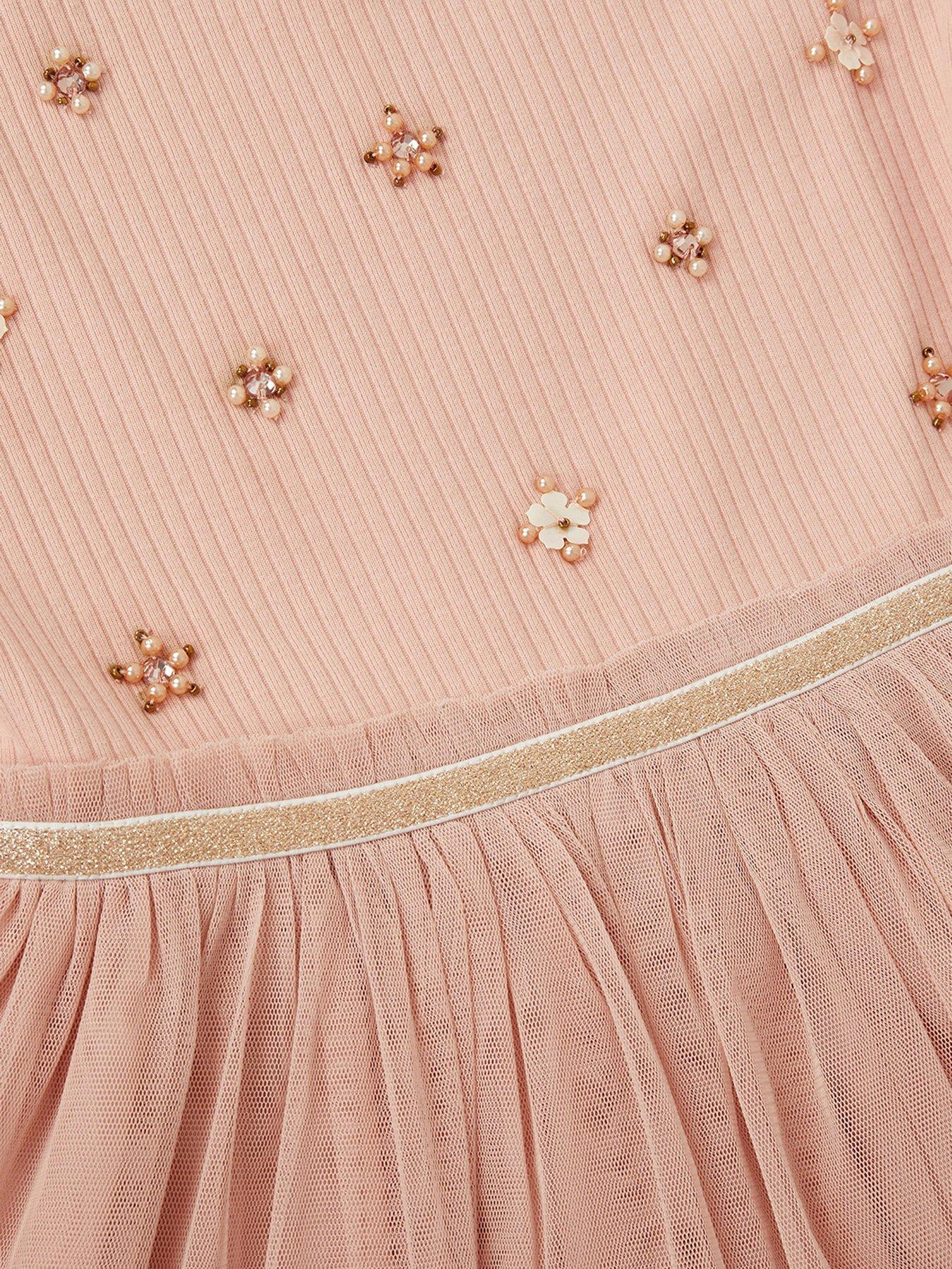 Image 3 of 3 of Monsoon Girls Unicorn Embroidered Disco Dress - Pink