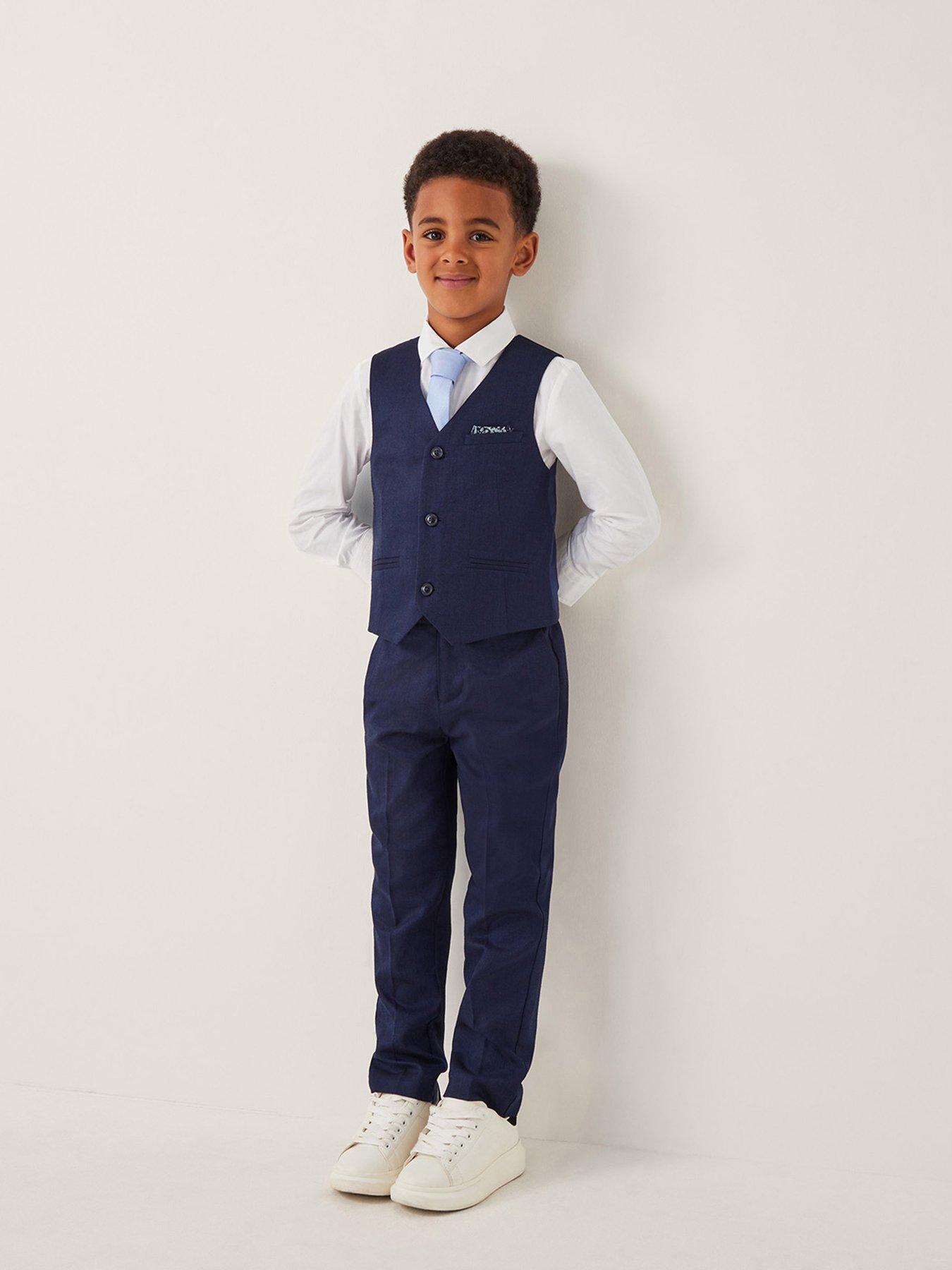 undefined Boys 4 Piece Harry Herringbone Suit - Navy