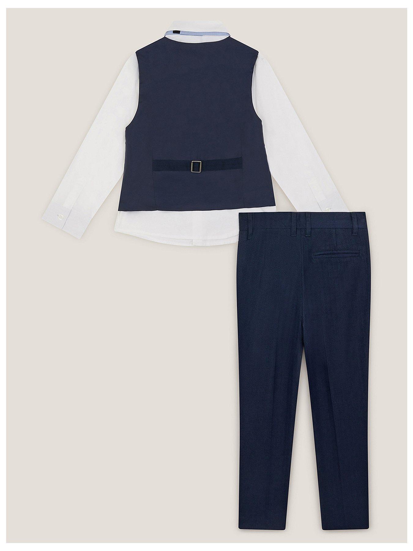 Image 3 of 4 of Monsoon Boys 4 Piece Harry Herringbone Suit - Navy