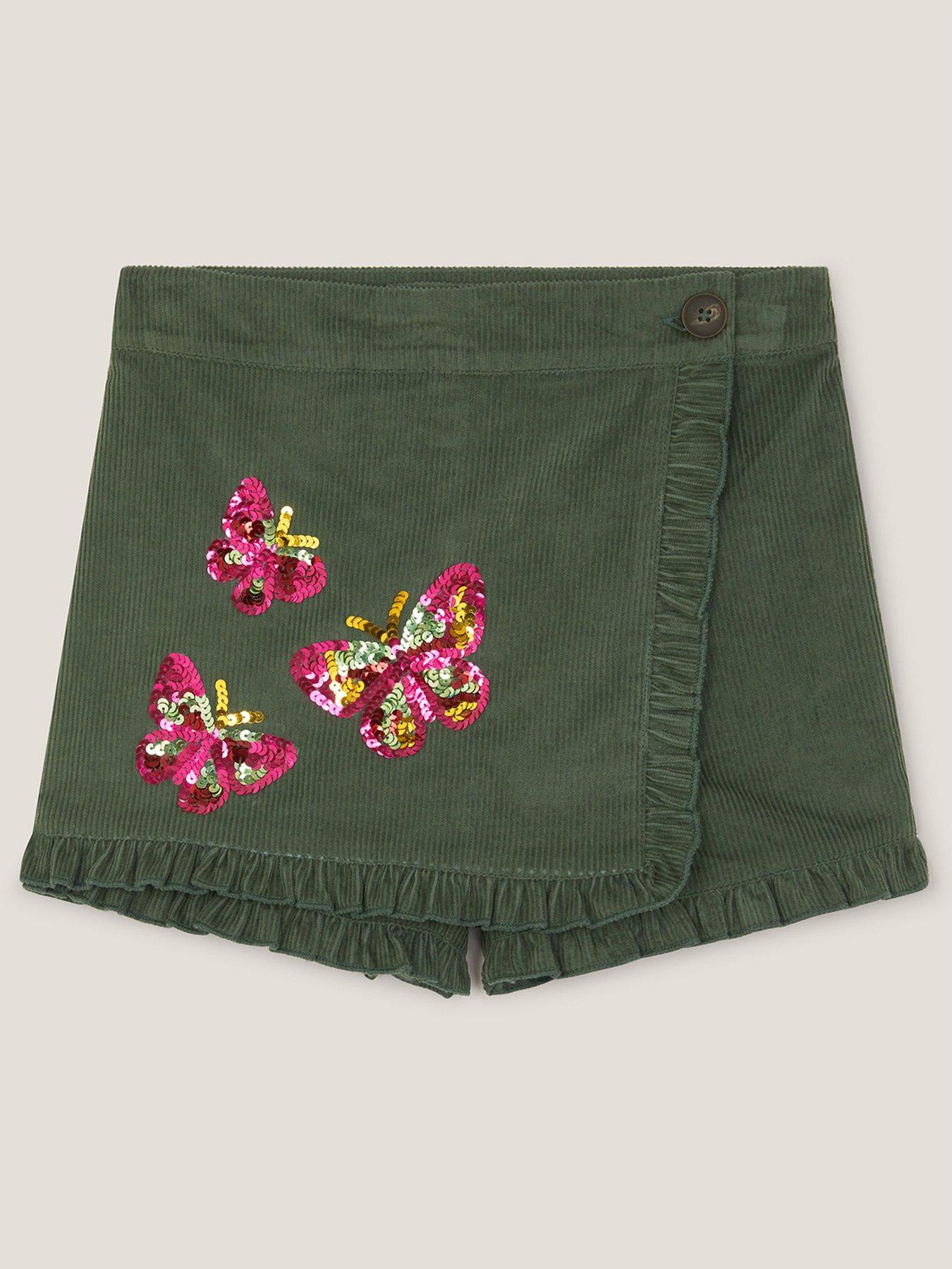undefined Girls Butterfly Cord Sequin Skort - Green