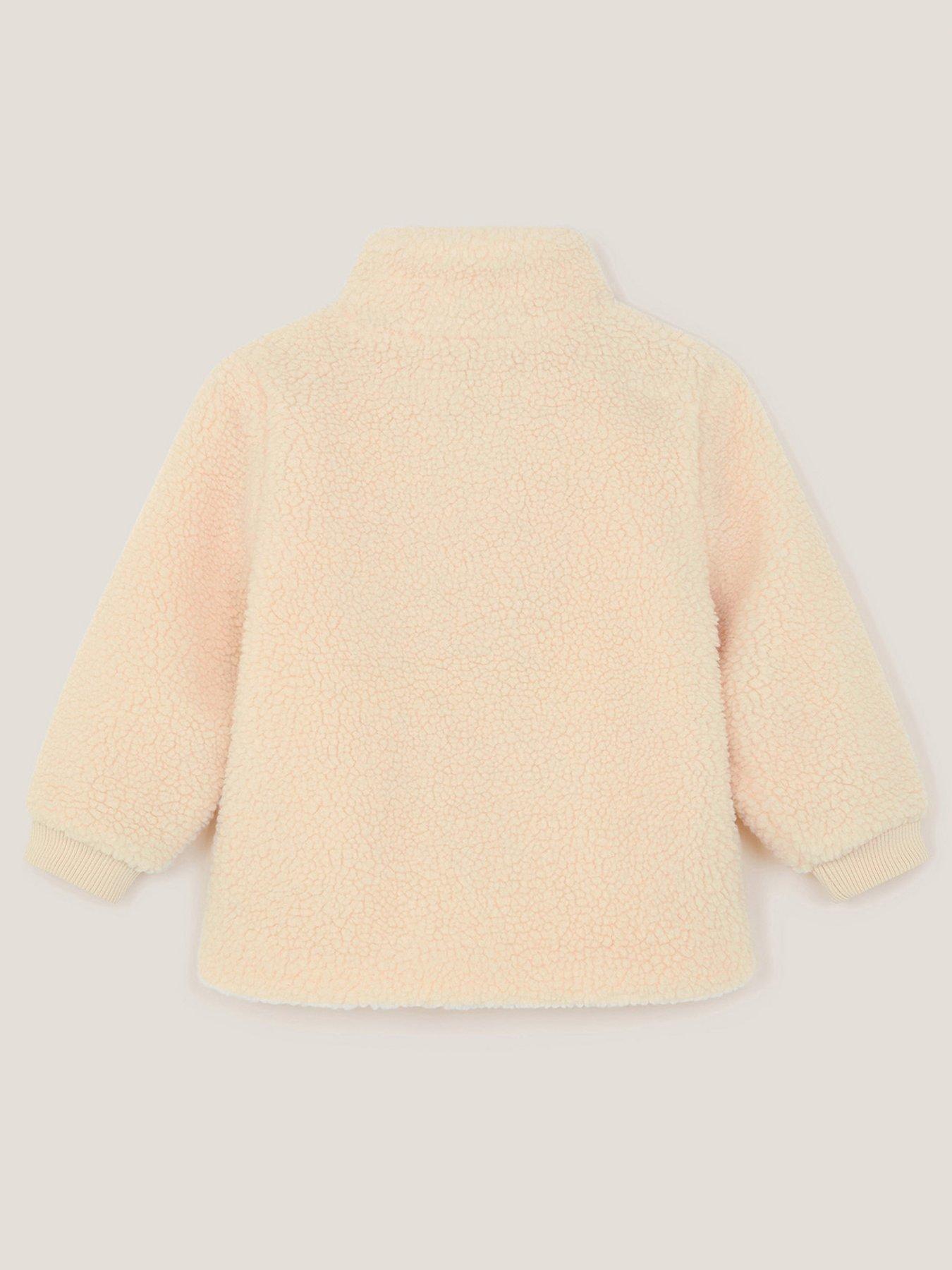 Image 2 of 4 of Monsoon Girls Floral Yoke Borg Jacket - Light Cream