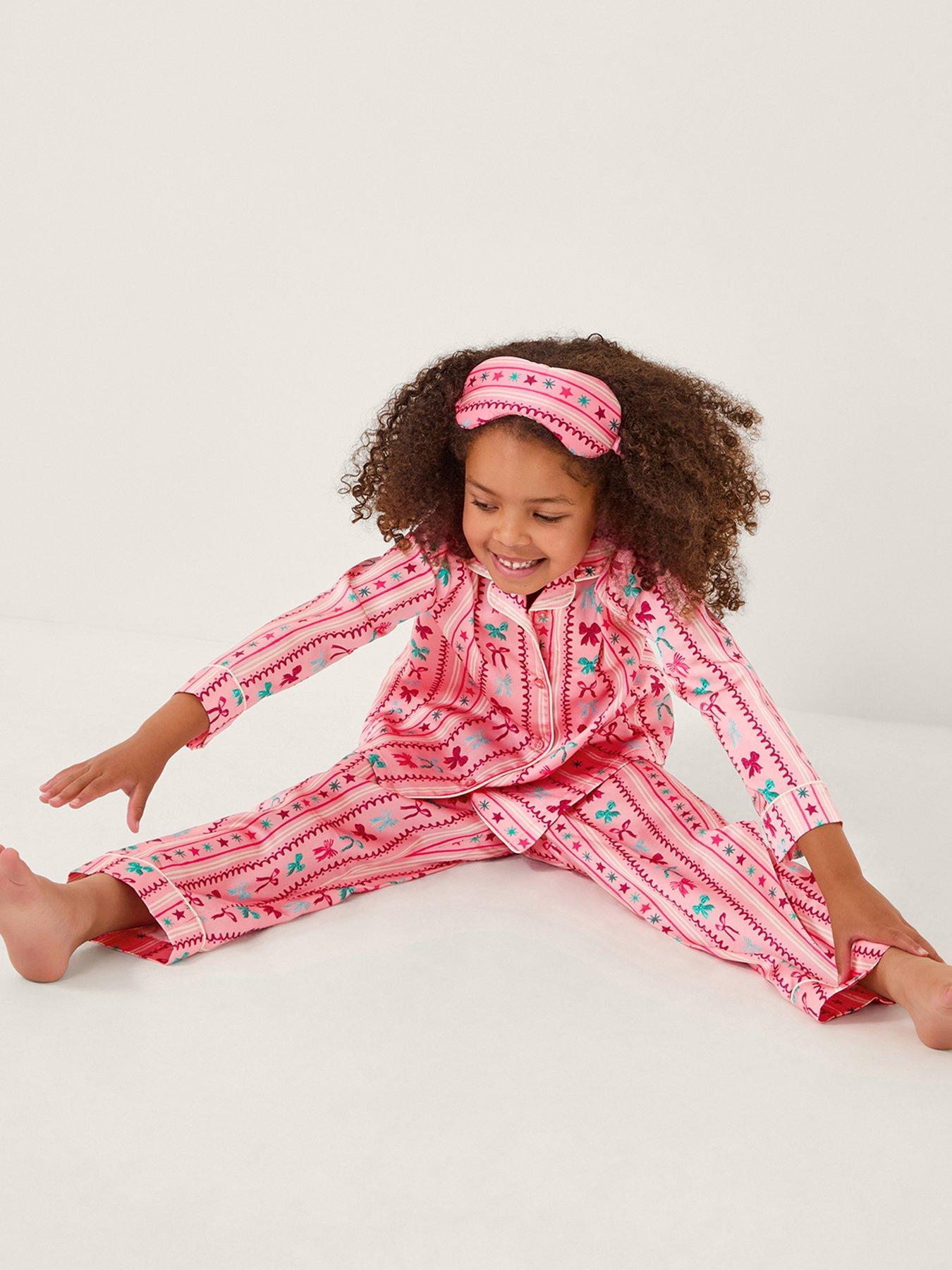 Monsoon Girls Satin Tillytoille Long Pyjamas - Pink