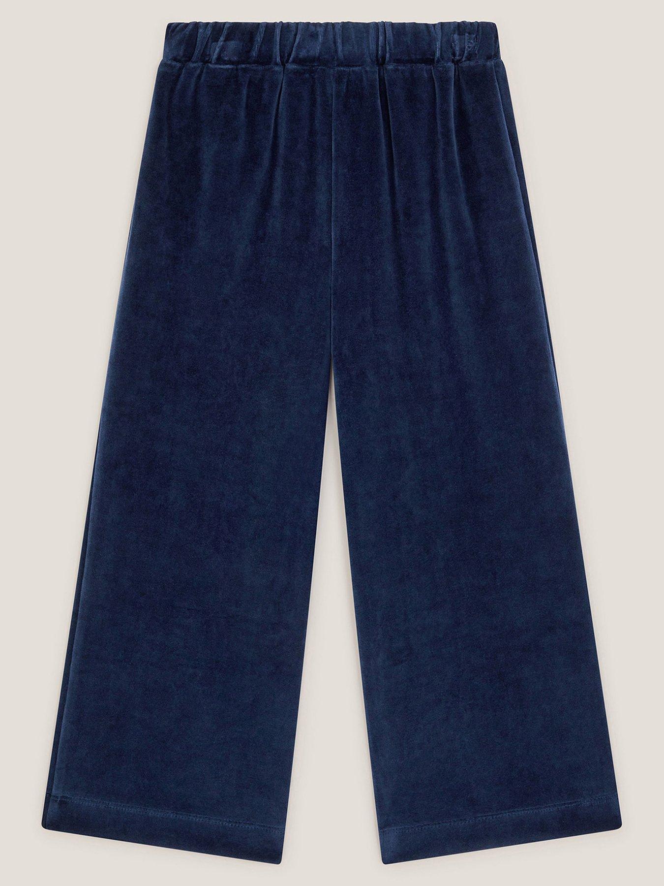 Image 2 of 3 of Monsoon Girls Butterfly Embroidered Wide Leg Co-Ord Bottoms - Navy