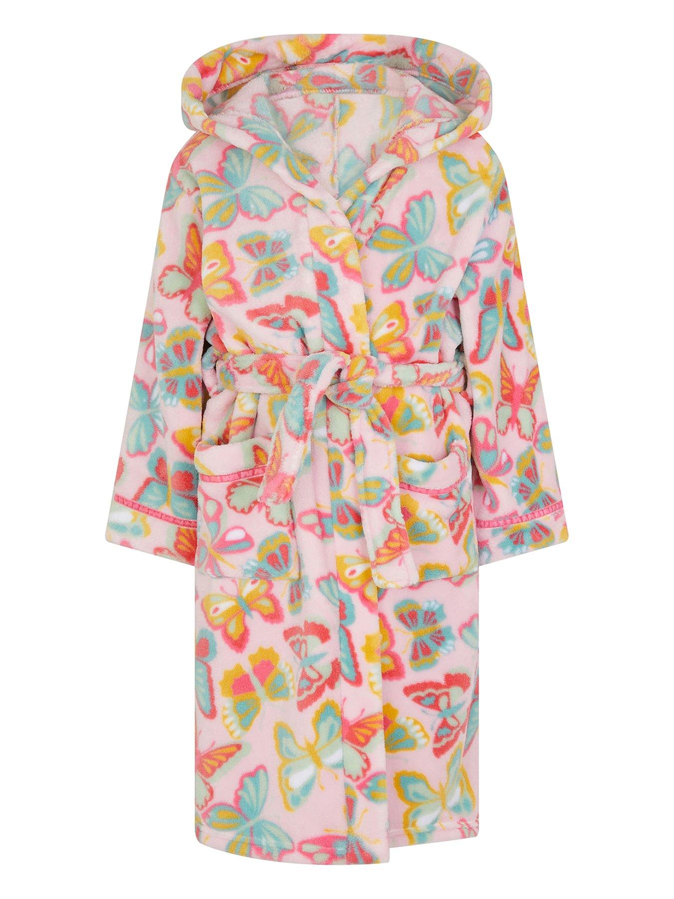 undefined Girls Butterfly Printed Robe - Pink