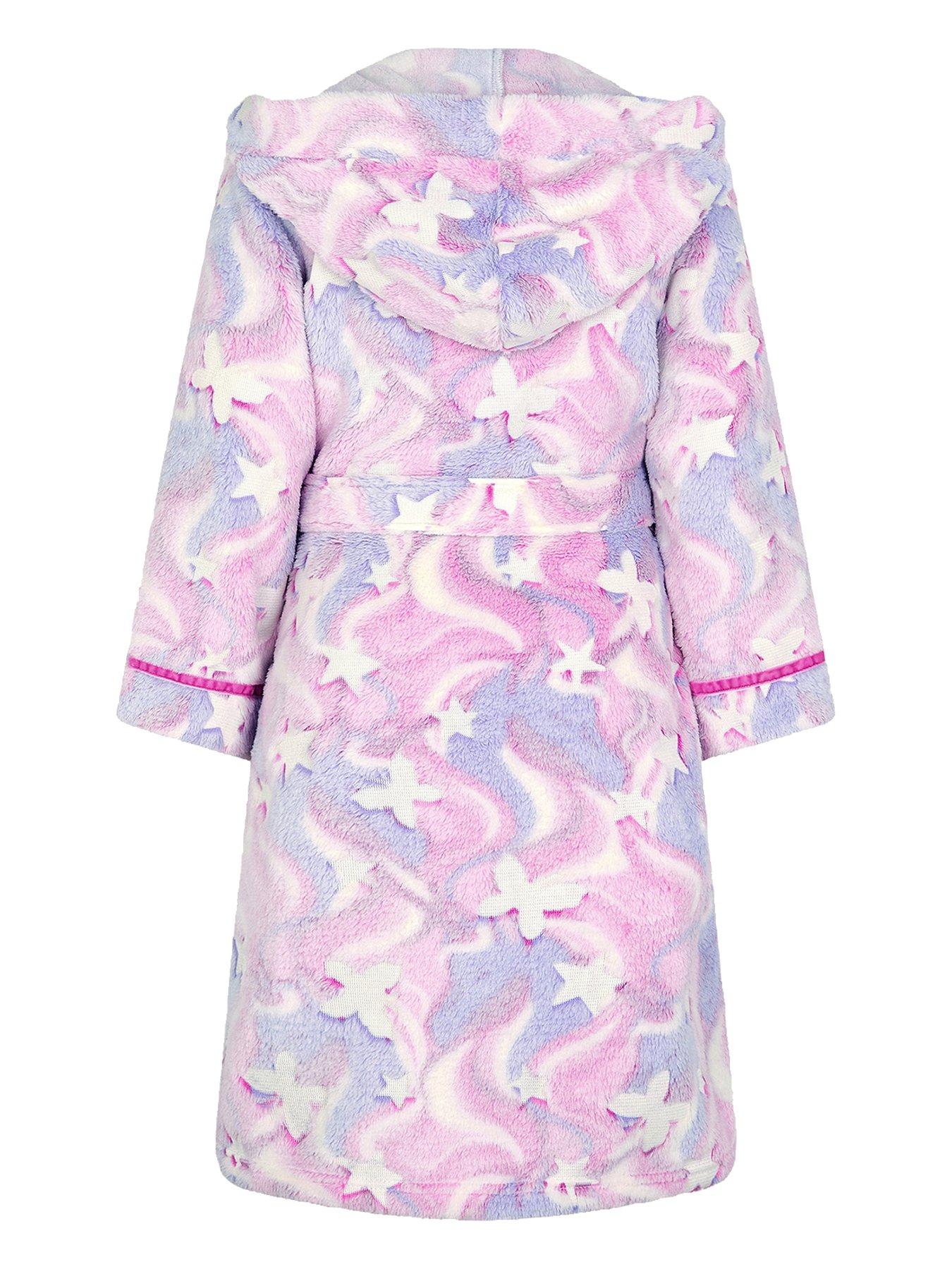Image 2 of 3 of Monsoon Girls Glow In The Dark Unicorn Fleece Robe - Pink