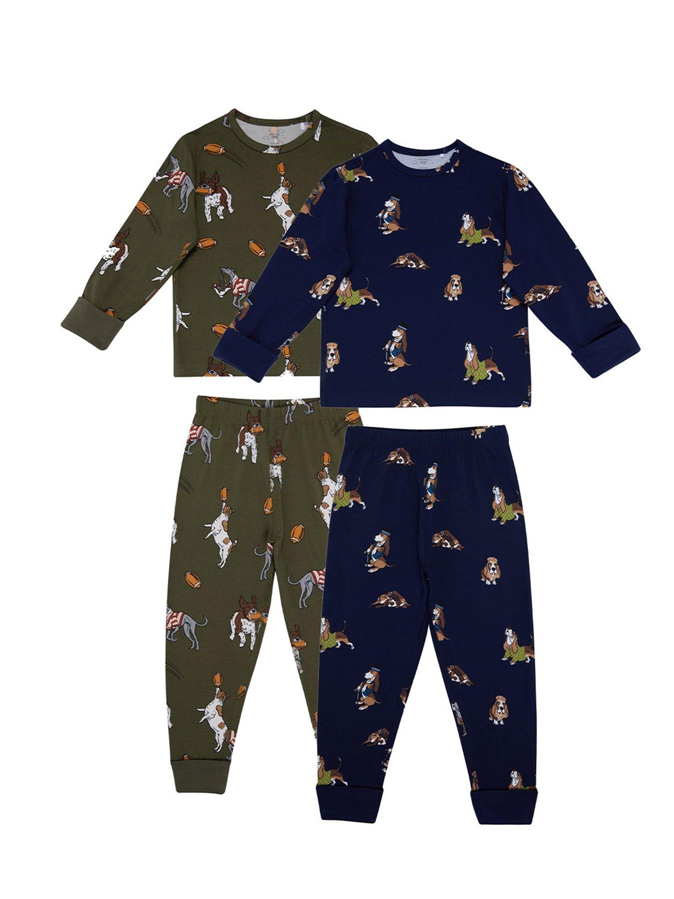 Image 1 of 4 of CHELSEA PEERS Unisex Kids 2 Pack Rugby Dogs Print Pyjamas - Multi