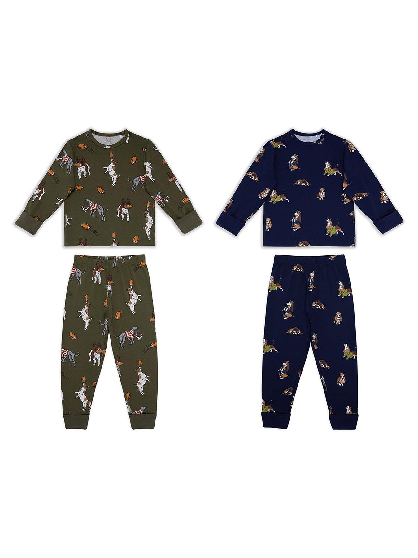 Image 2 of 4 of CHELSEA PEERS Unisex Kids 2 Pack Rugby Dogs Print Pyjamas - Multi