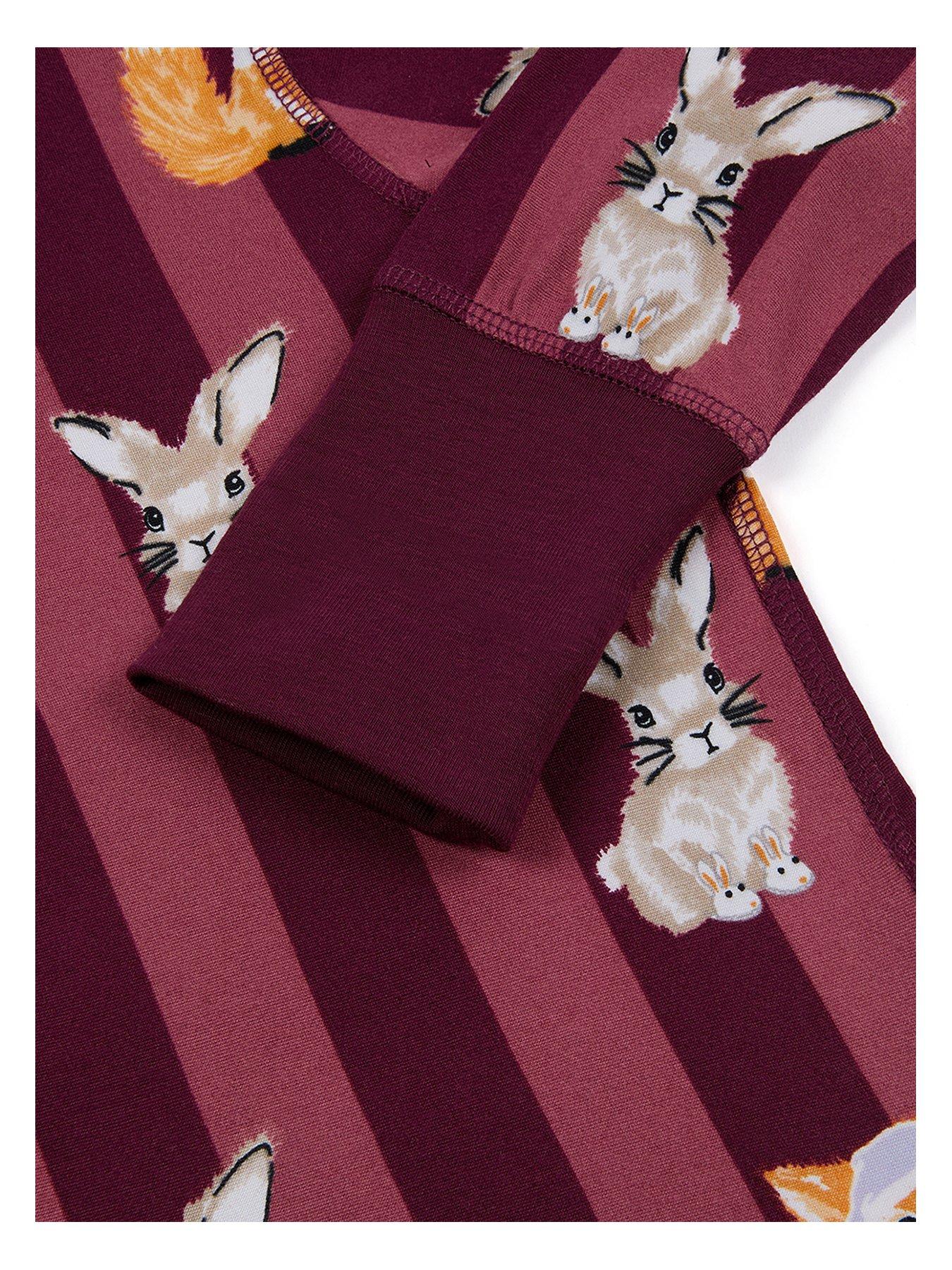  image of chelsea-peers-unisex-kids-animal-stripe-pyjamas-dark-red