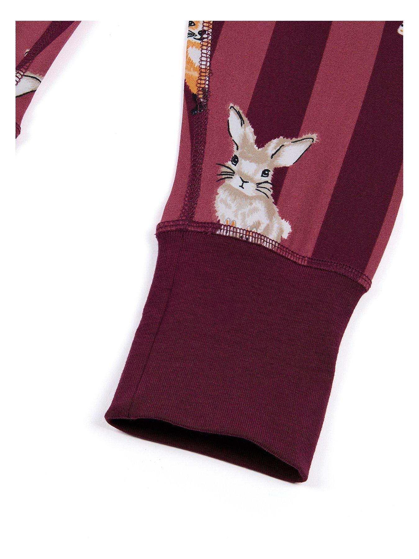 Image 3 of 3 of CHELSEA PEERS Unisex Kids Animal Stripe Pyjamas - Dark Red