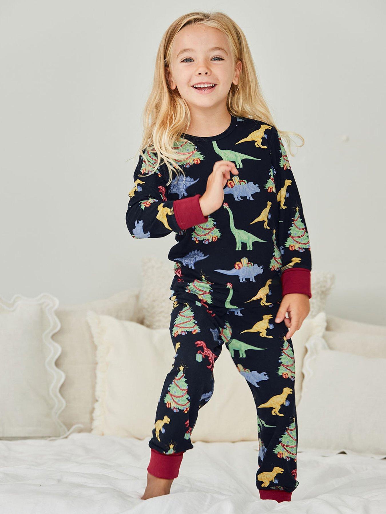 CHELSEA PEERS Unisex Kids Christmas Dinosaurs Pyjamas - Navy