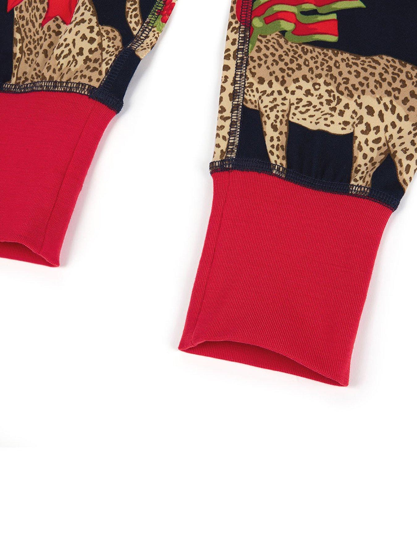 Image 6 of 7 of CHELSEA PEERS Unisex Kids Christmas Leopard Print Pyjamas - Navy