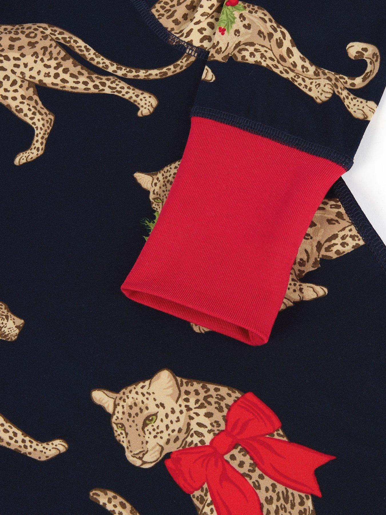 Image 7 of 7 of CHELSEA PEERS Unisex Kids Christmas Leopard Print Pyjamas - Navy