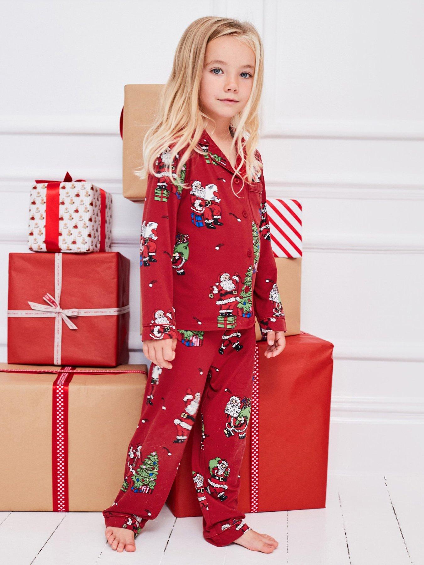 CHELSEA PEERS Unisex Kids Santa Snowball Print Pyjamas - Red