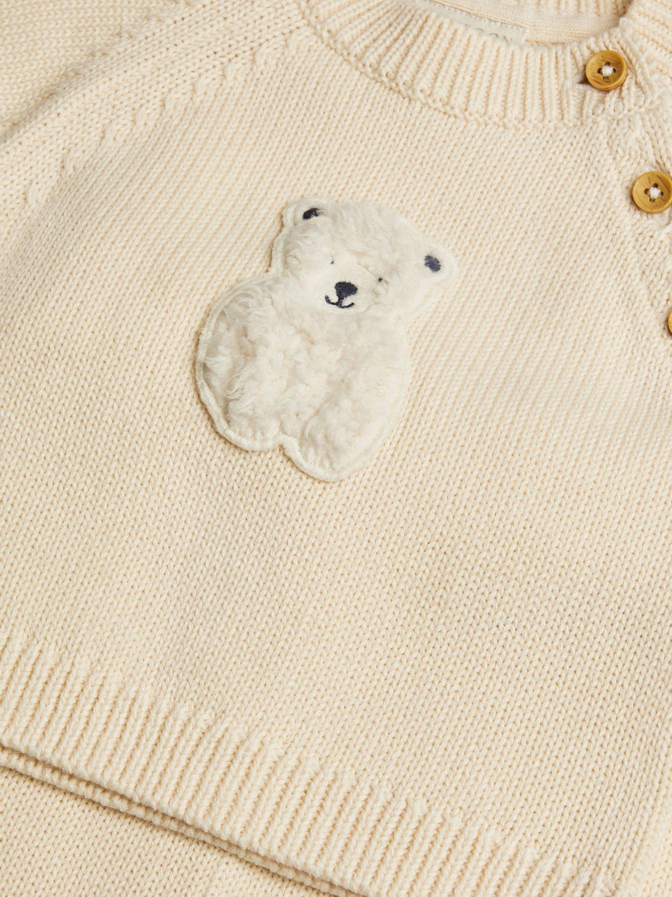 Image 3 of 3 of Monsoon Baby Unisex Polar Bear Knitted Top & Trousers - Light Cream