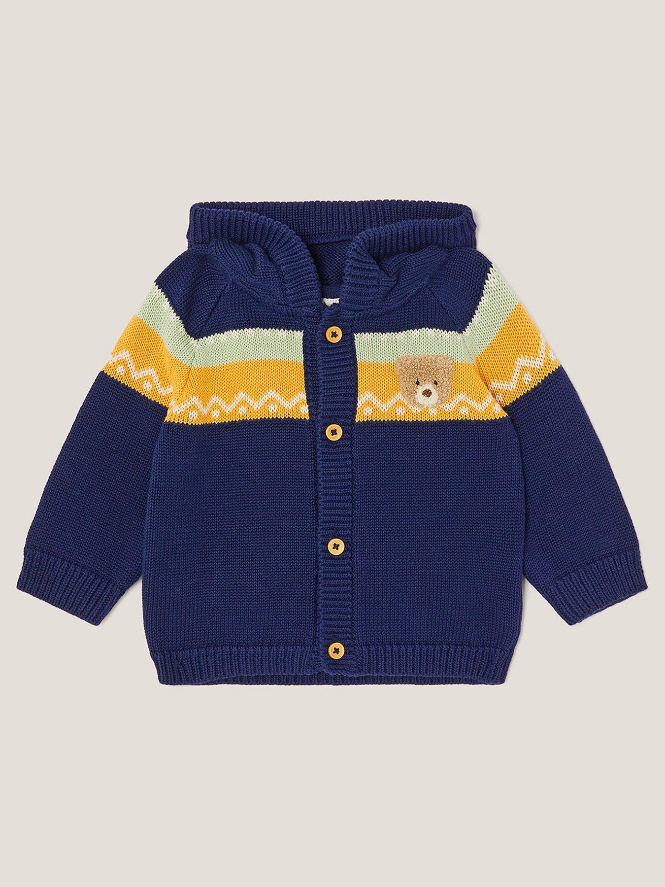 undefined Baby Boys Benny Bear Fairisle Knitted Hoody - Green