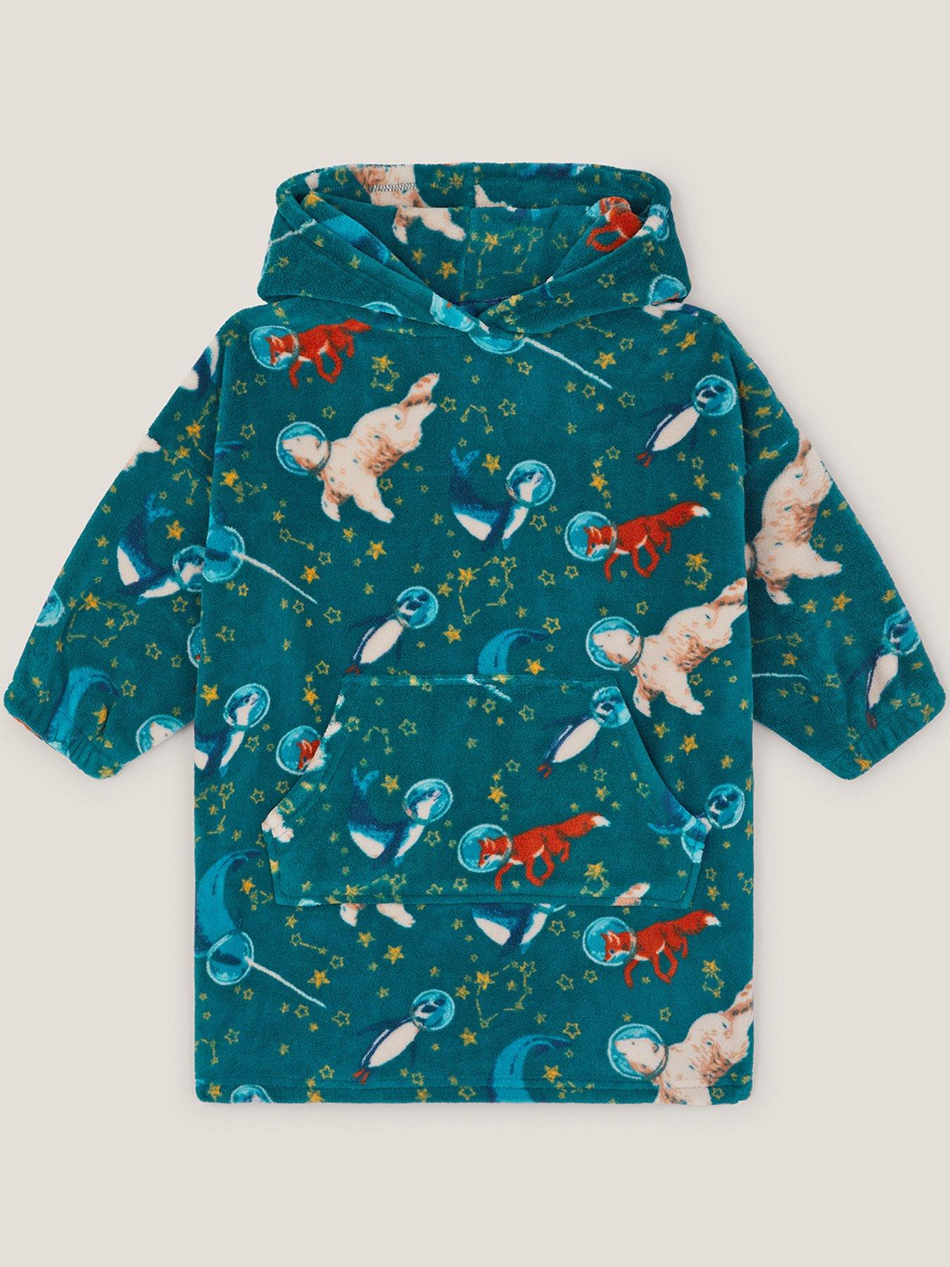 undefined Boys Space Print Overhead Fleece Hoodie - Green