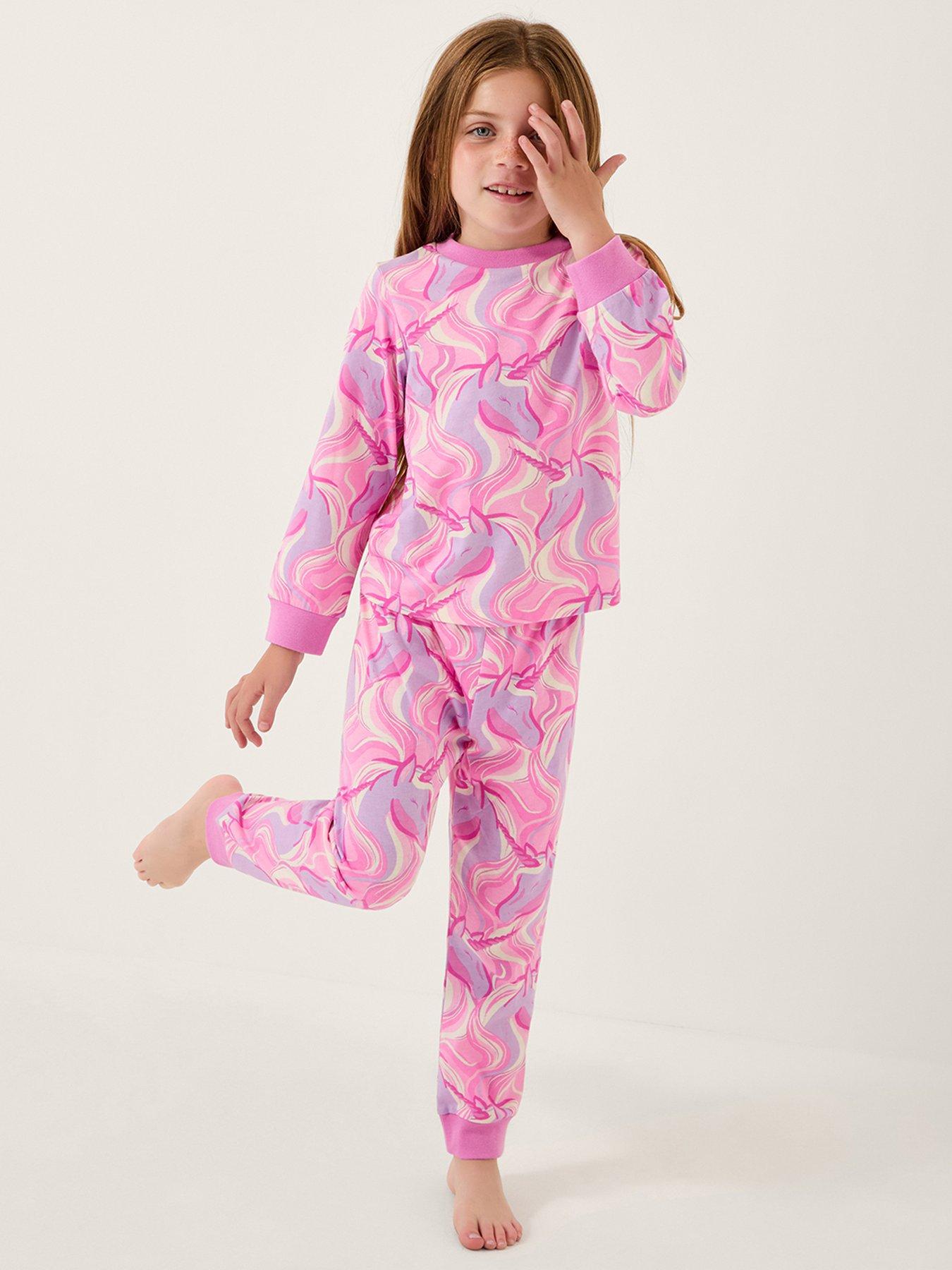 undefined Girls Jersey Dreamy Unicorn Printed Pyjamas - Pink