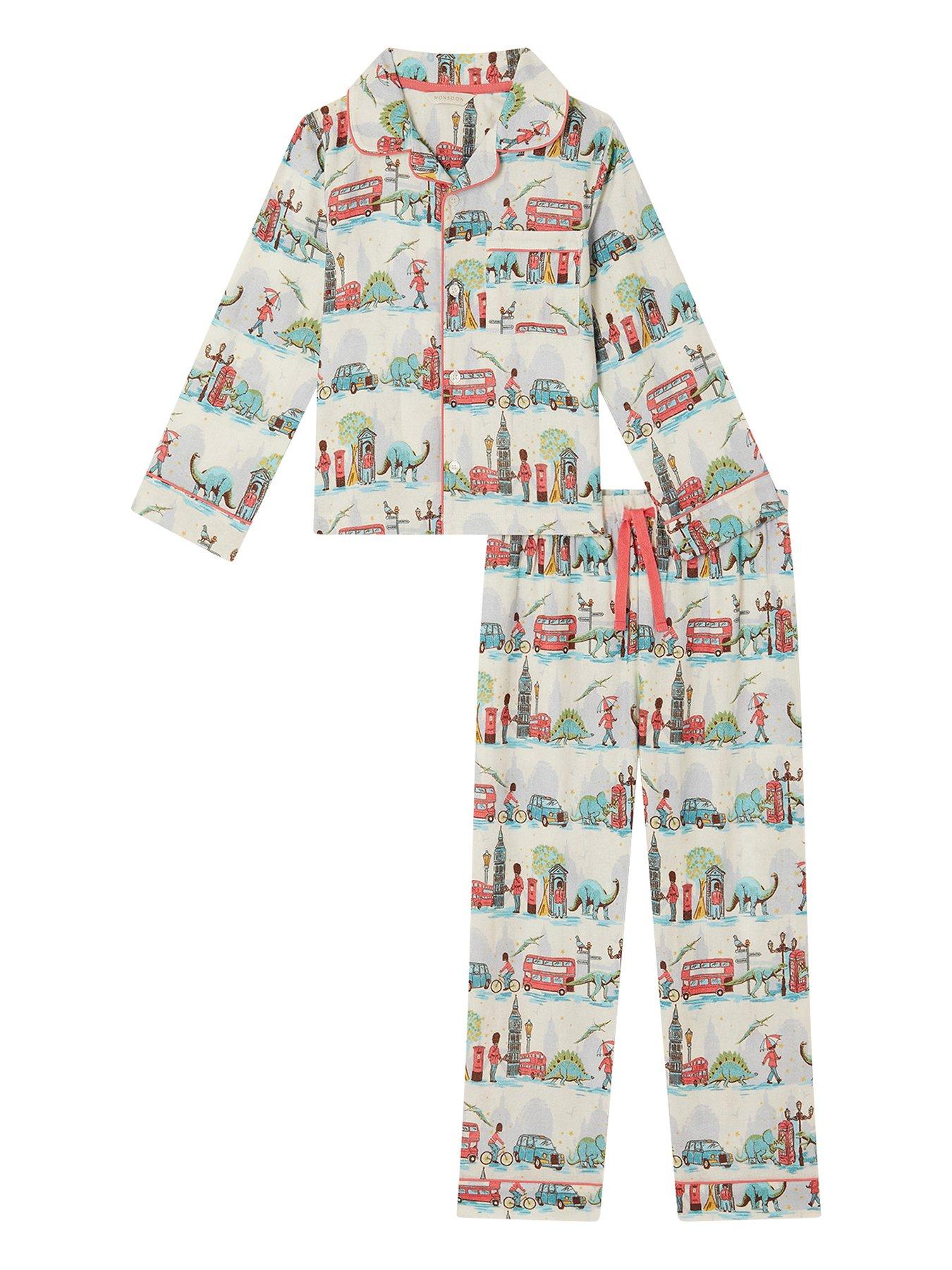 undefined Boys Woven London Print Pyjamas - Light Cream