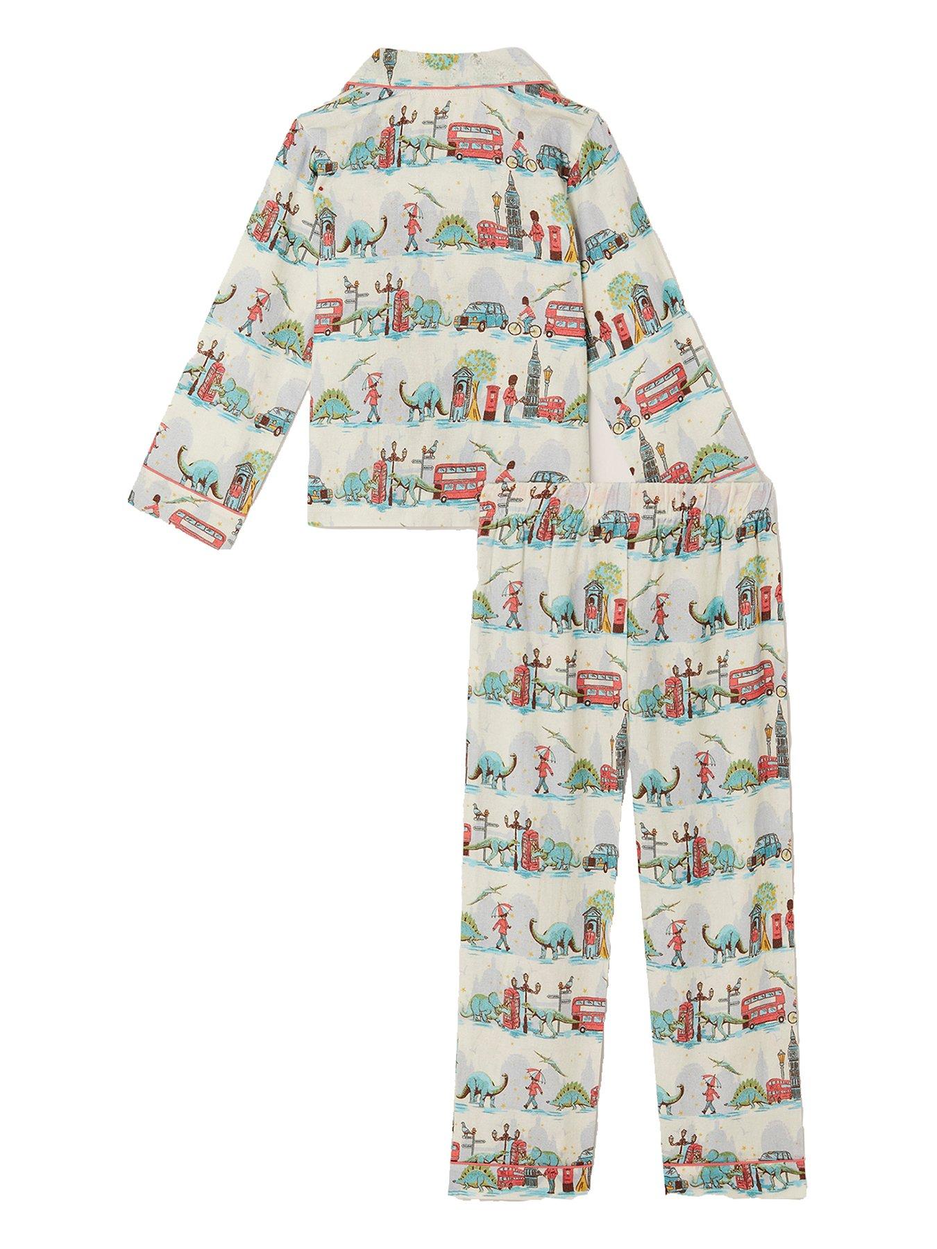 Image 2 of 4 of Monsoon Boys Woven London Print Pyjamas - Light Cream