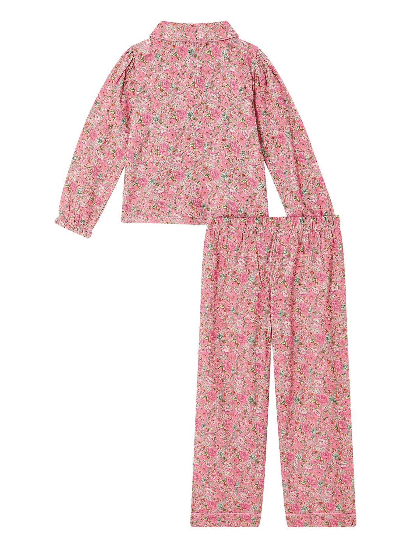 Image 3 of 5 of Monsoon Girls Woven Ditsy Floral Print Pyjamas - Pink