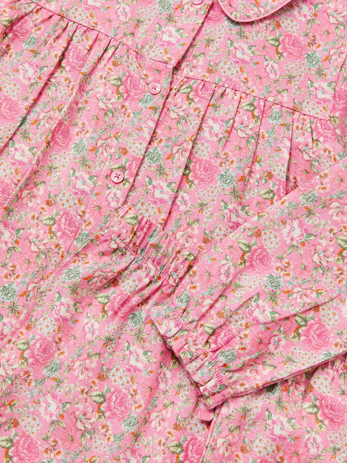 Image 4 of 5 of Monsoon Girls Woven Ditsy Floral Print Pyjamas - Pink