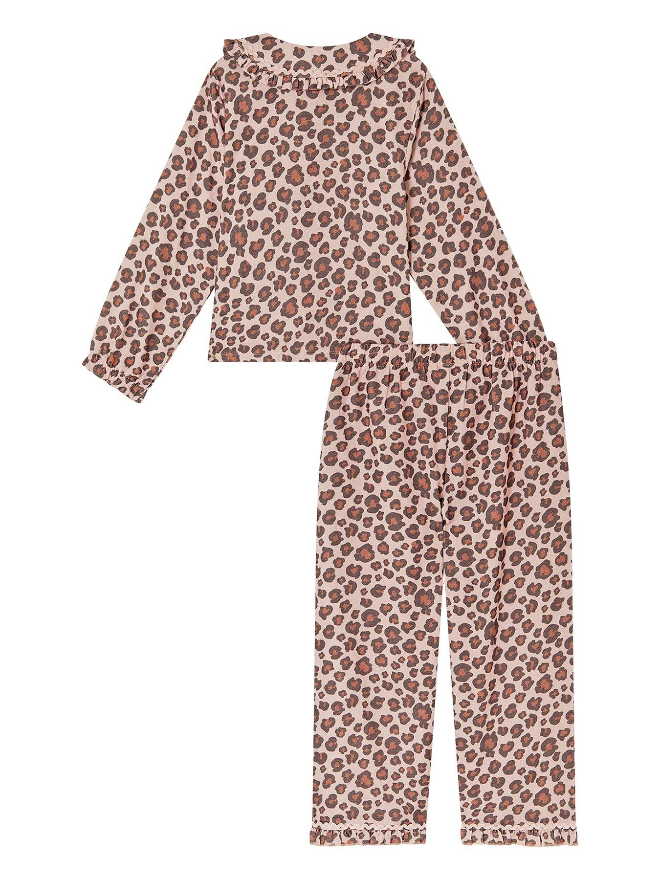 Image 3 of 5 of Monsoon Girls Woven Animal Print Bow Pyjamas - Pink