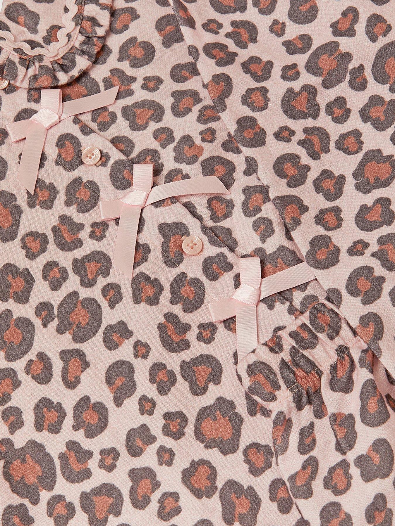 Image 4 of 5 of Monsoon Girls Woven Animal Print Bow Pyjamas - Pink