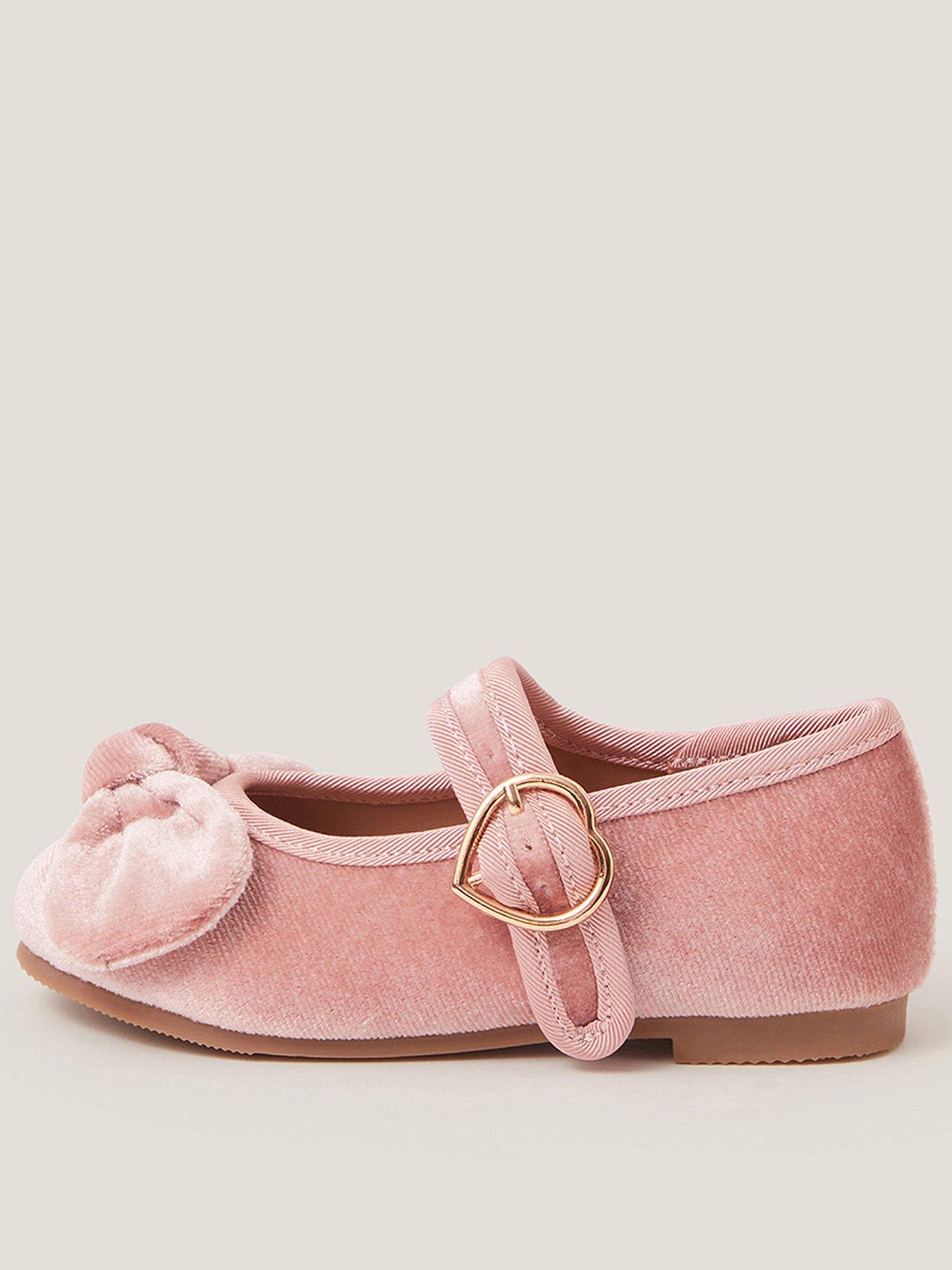 undefined Toddler Girls Velvet Bow Ballerina Shoes - Pink