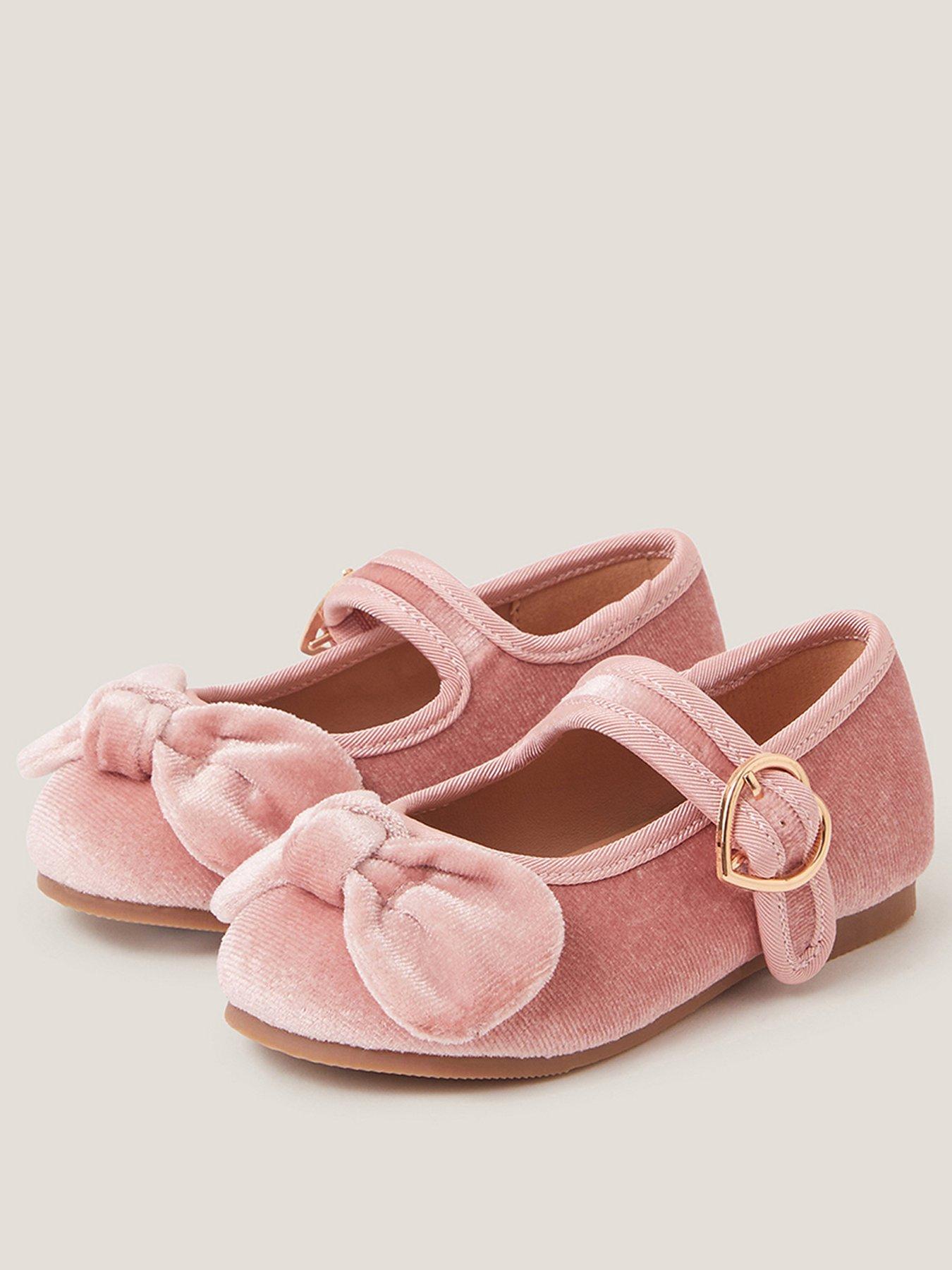 Image 2 of 3 of Monsoon Toddler Girls Velvet Bow Ballerina Shoes - Pink