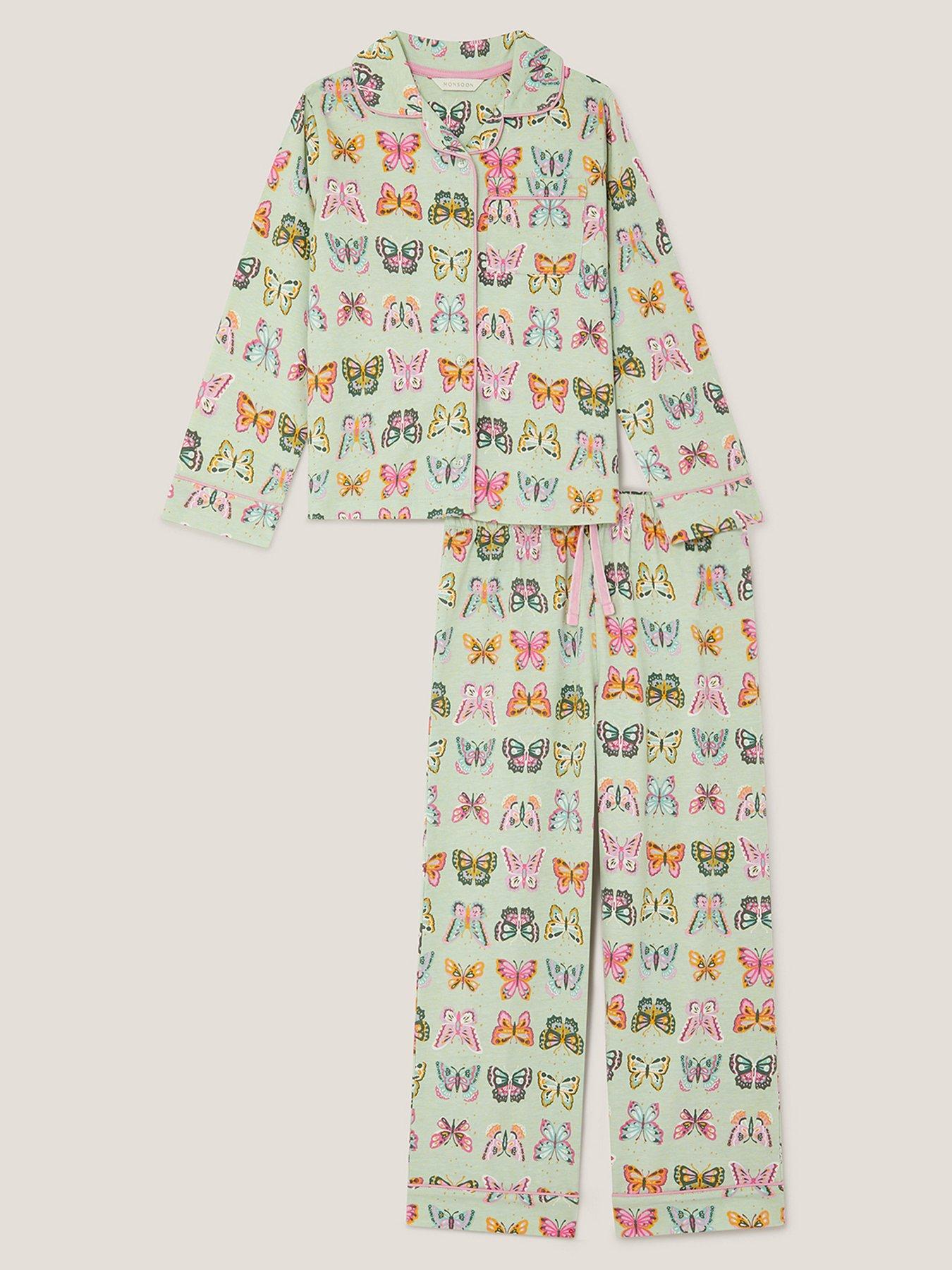 undefined Jersey Butterfly Printed Pyjamas - Green