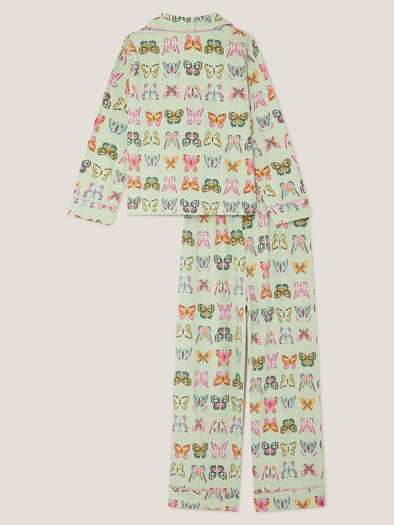Image 2 of 3 of Monsoon Jersey Butterfly Printed Pyjamas - Green
