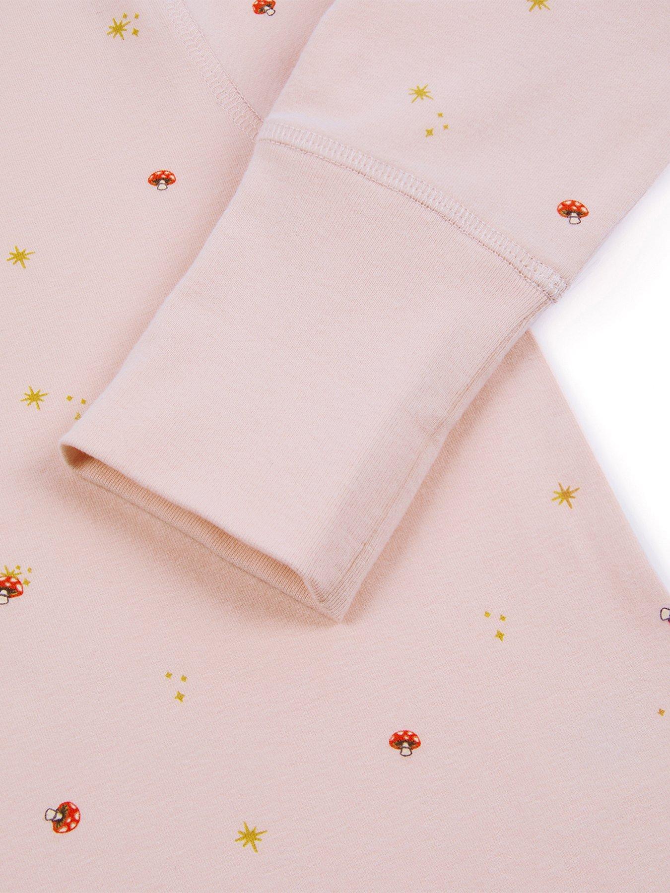 Image 2 of 3 of CHELSEA PEERS Unisex Kids Mini Mushroom And Star Print Pyjamas - Pink