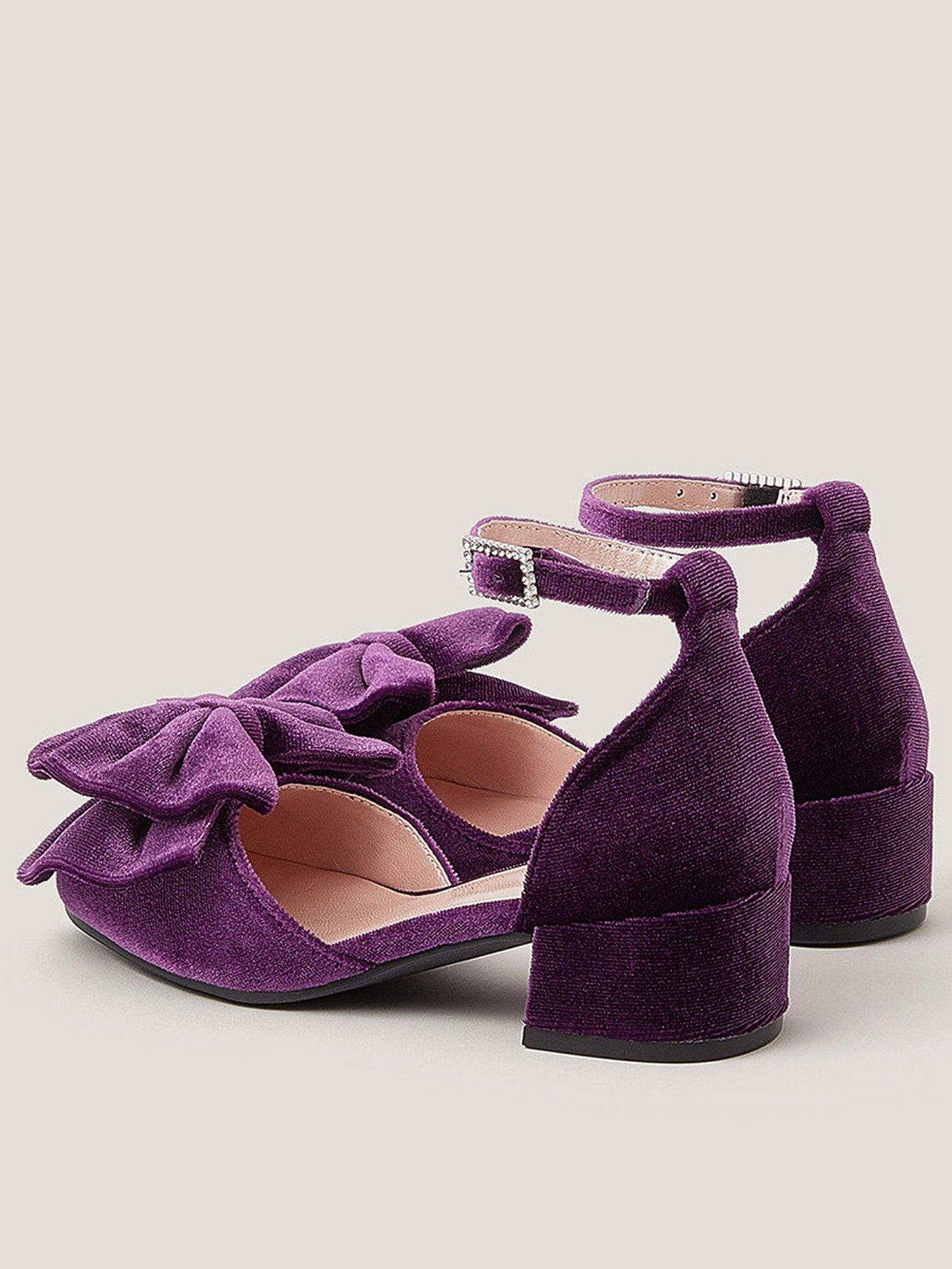 Image 3 of 3 of Monsoon Girls Velvet Bow Heel Shoes - Purple
