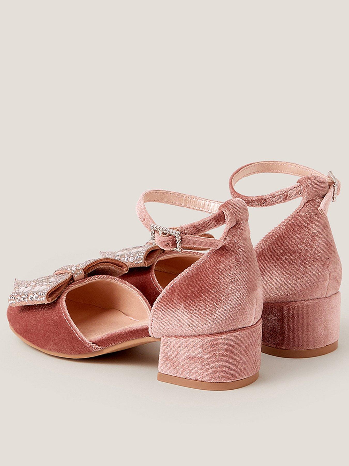 Image 3 of 3 of Monsoon Girls Velvet Heeled Shoes - Pink