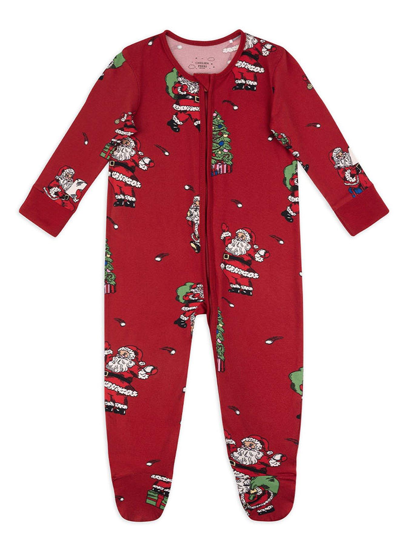 CHELSEA PEERS Unisex Baby Santa Snowball  Zip Fastening Sleepsuit  - Red
