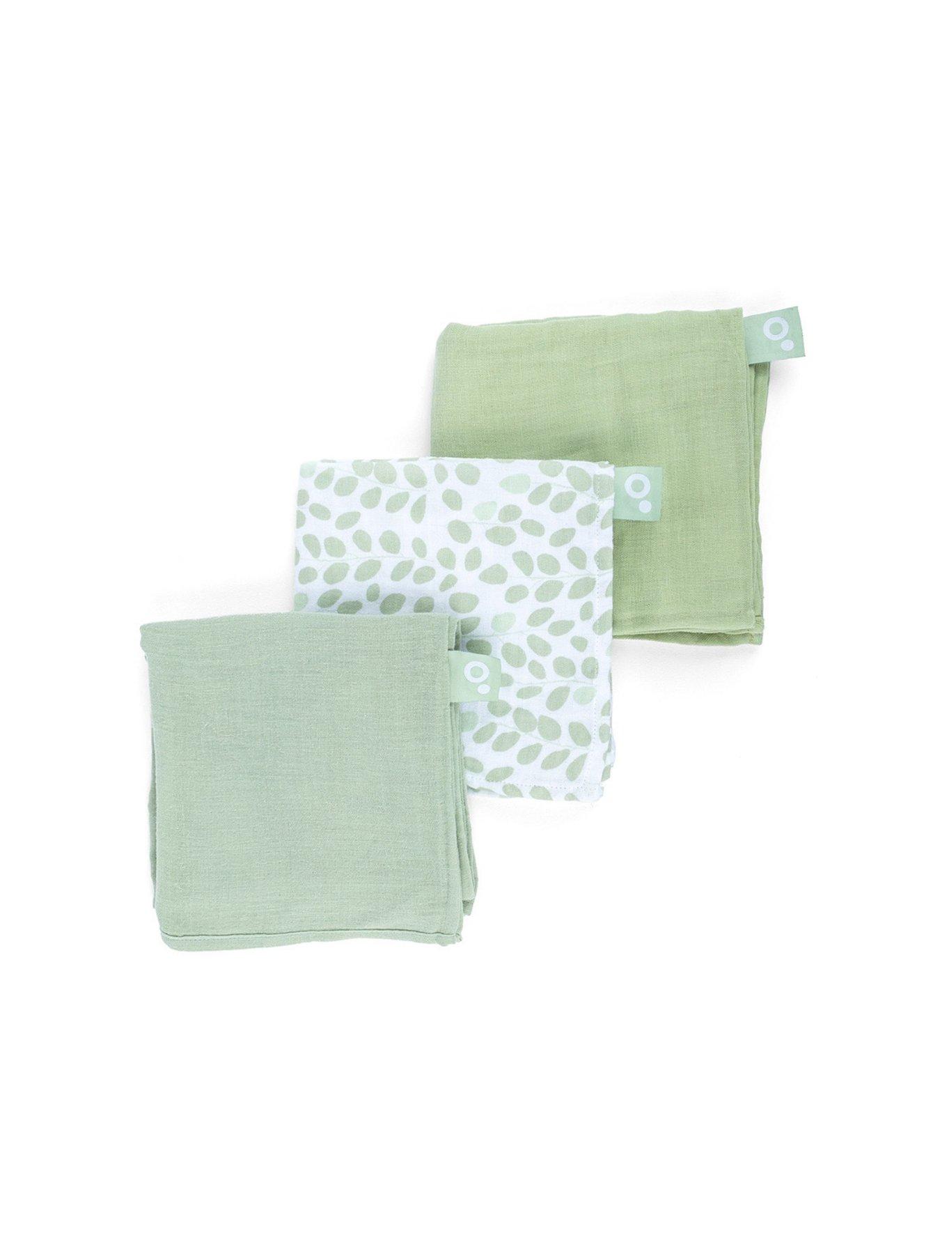 Babymoov Lovely Large Muslin Square Cloths (Set of 3) - Mini Green Leaves