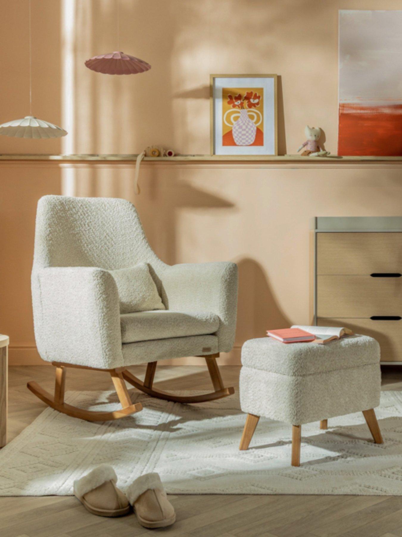 undefined Oscar Luxe Rocking Chair & Footstool - Teddy Sage