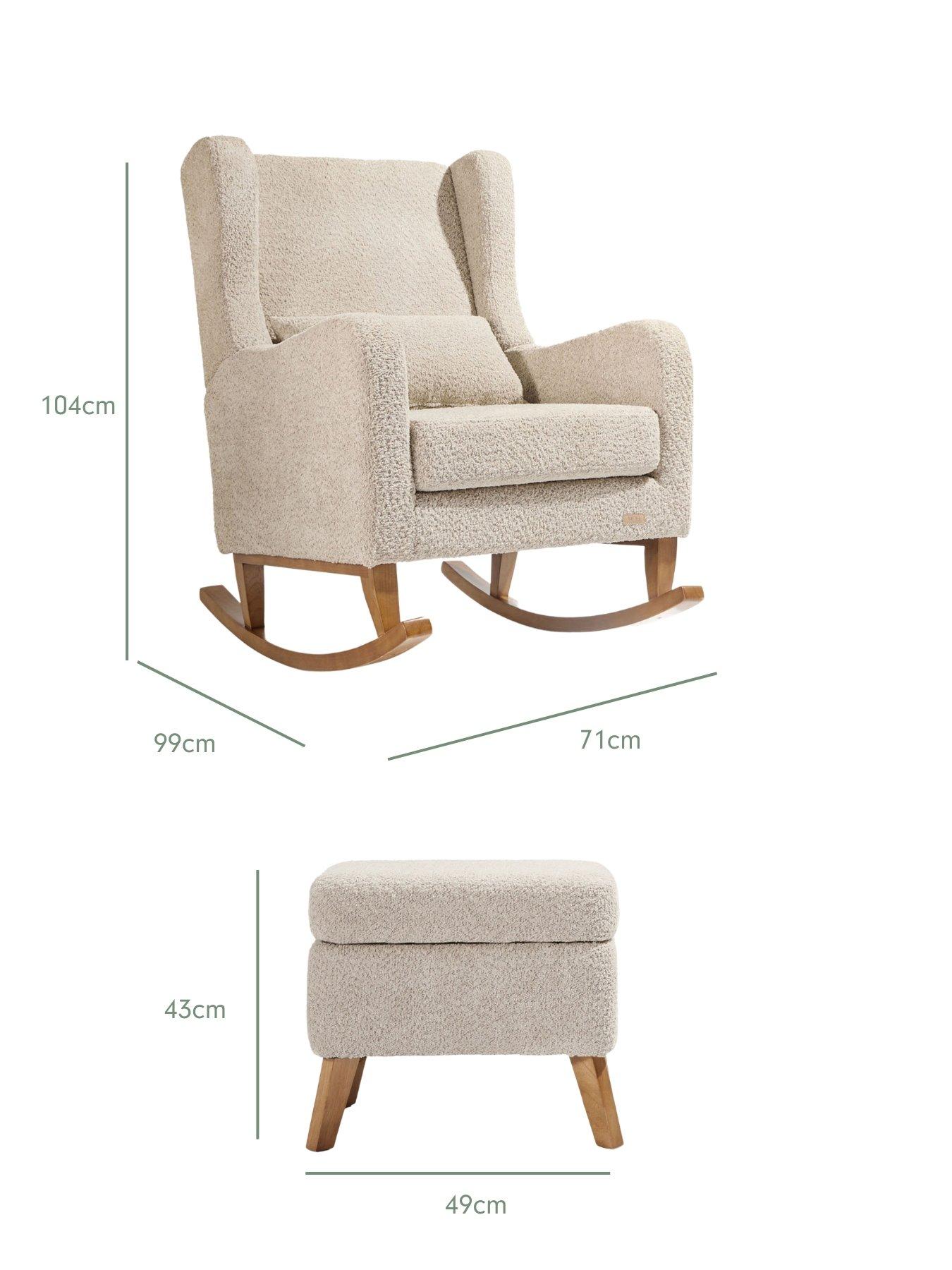 Image 7 of 7 of Tutti Bambini Harper Wingback Rocking Chair & Foot Stool - Teddy Mushroom