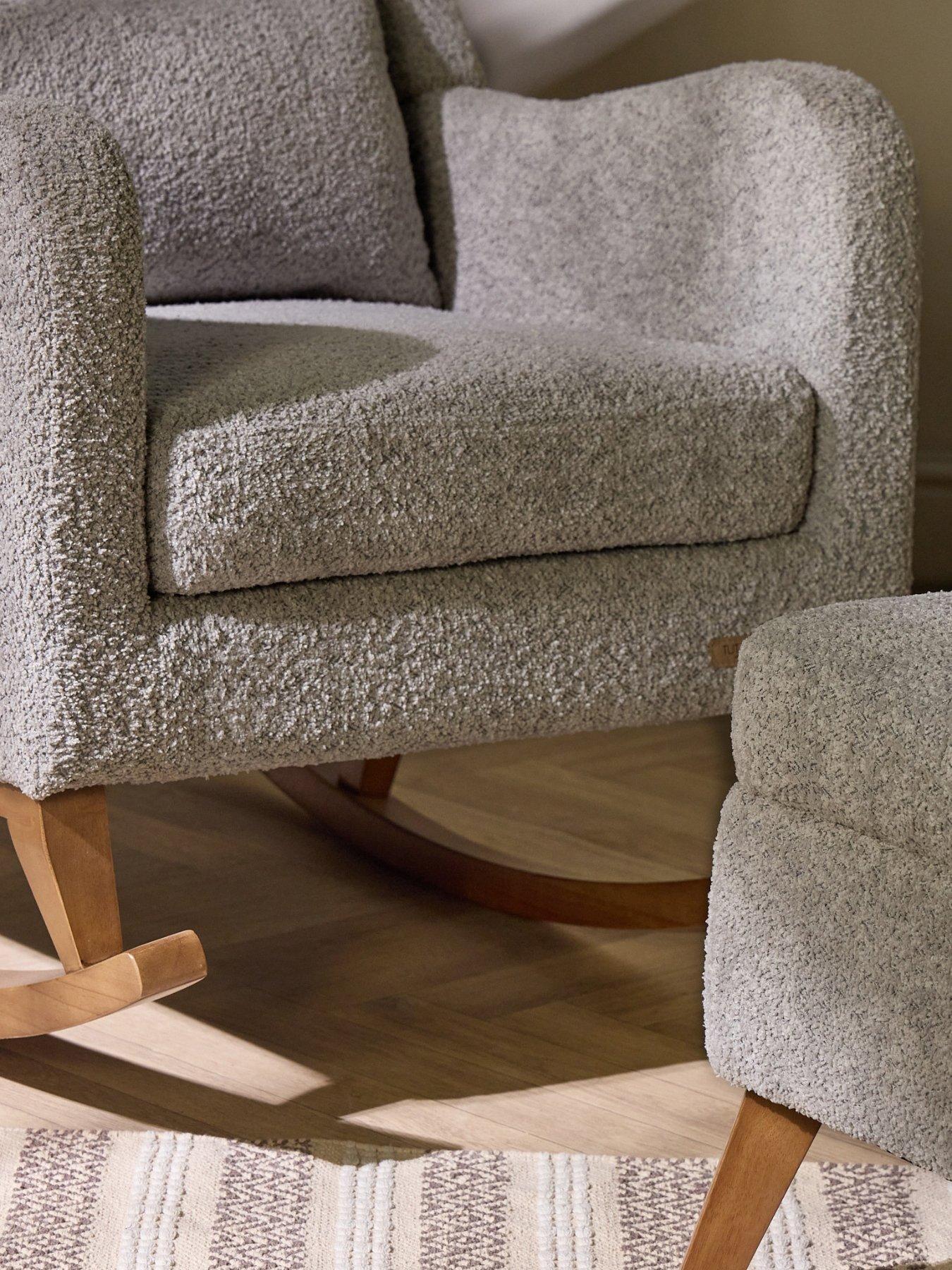  image of tutti-bambini-harper-wingback-rocking-chair-foot-stool-teddy-cloud-grey