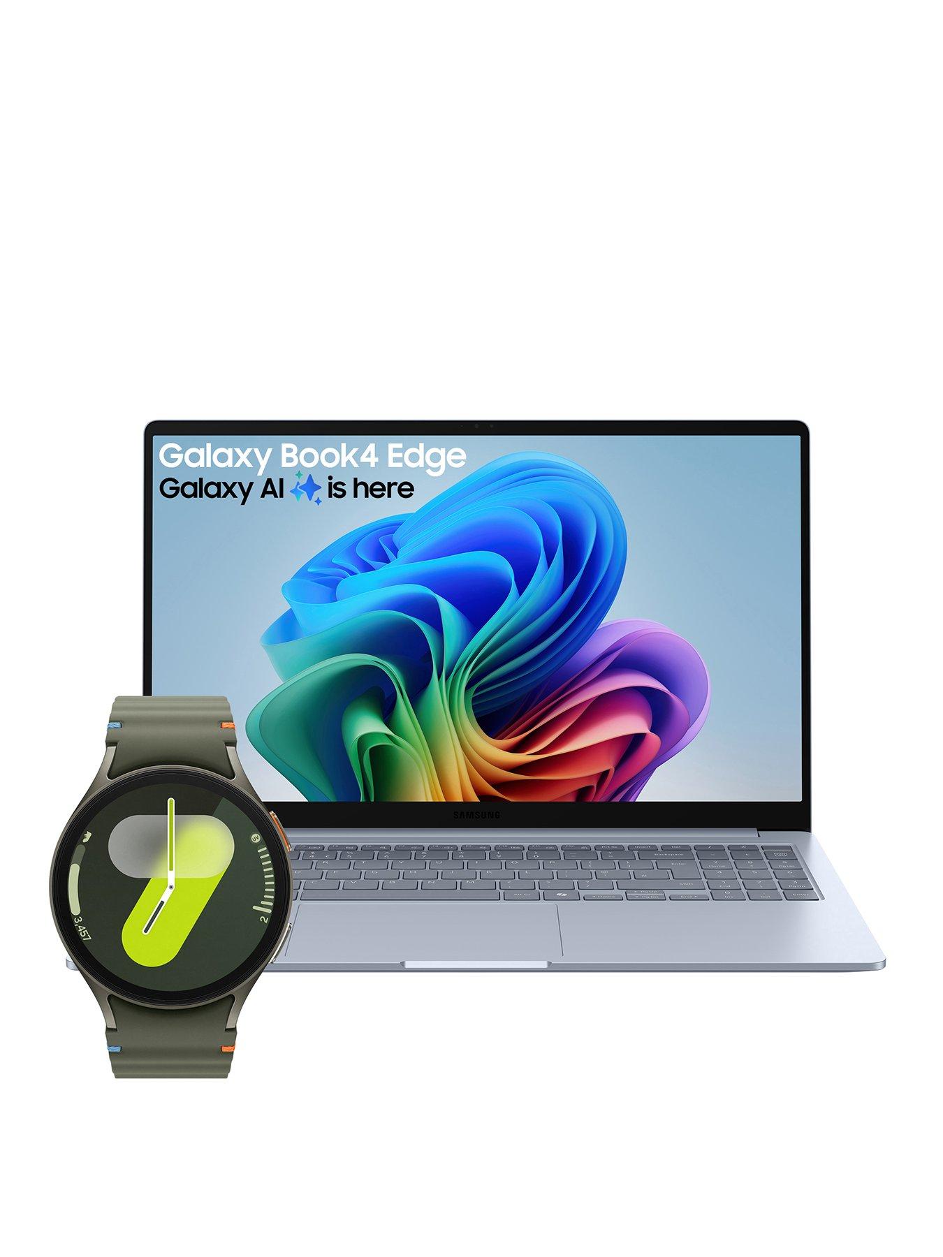 undefined Galaxy Book4 Edge Copilot+ PC Laptop - 15.6in FHD IPS, Qualcomm Snapdragon X (8-Core), 16GB RAM, 256GB SSD, Sapphire Blue - with Galaxy Watch7 BT