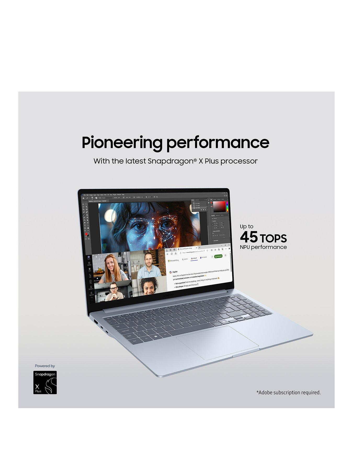 Image 3 of 7 of Samsung Galaxy Book4 Edge Copilot+ PC Laptop&nbsp;- 15.6in FHD IPS, Qualcomm Snapdragon X (8-Core),&nbsp;16GB RAM, 256GB SSD, Sapphire Blue - with Galaxy Watch7 BT