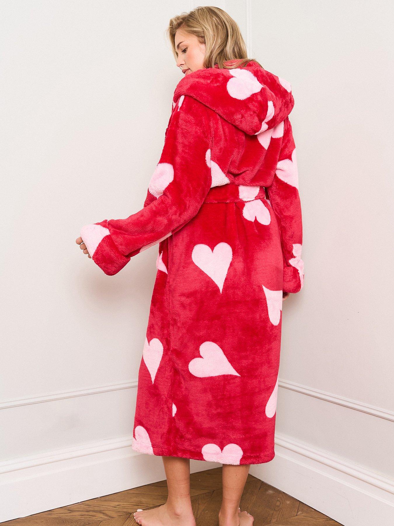 Image 2 of 4 of Jim Jam The Label Jim Jam The Label Heart Dressing Gown - Pink/red