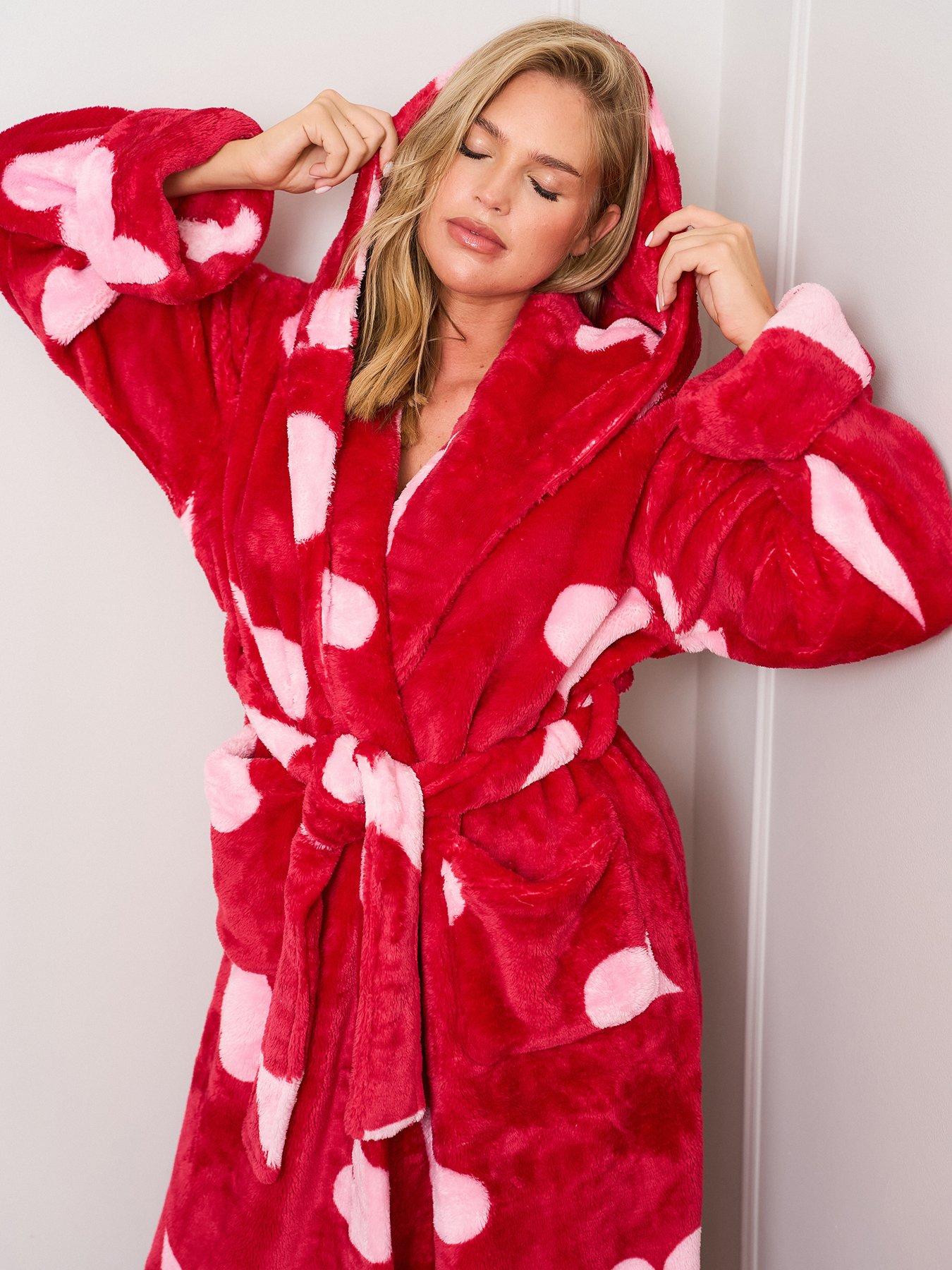 Image 4 of 4 of Jim Jam The Label Jim Jam The Label Heart Dressing Gown - Pink/red