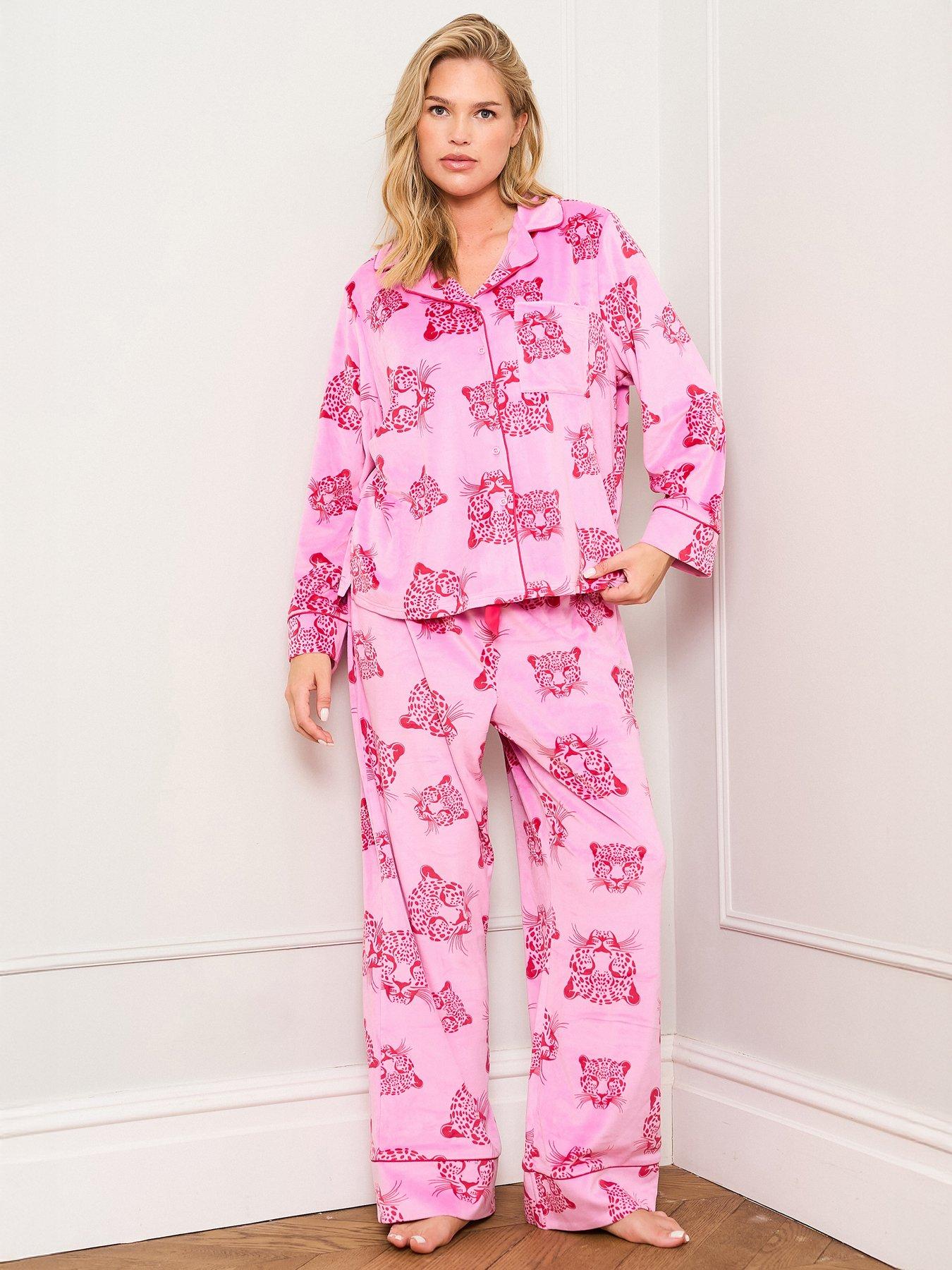 Image 1 of 5 of Jim Jam The Label Large Tiger Print Pyjama Set - Pink