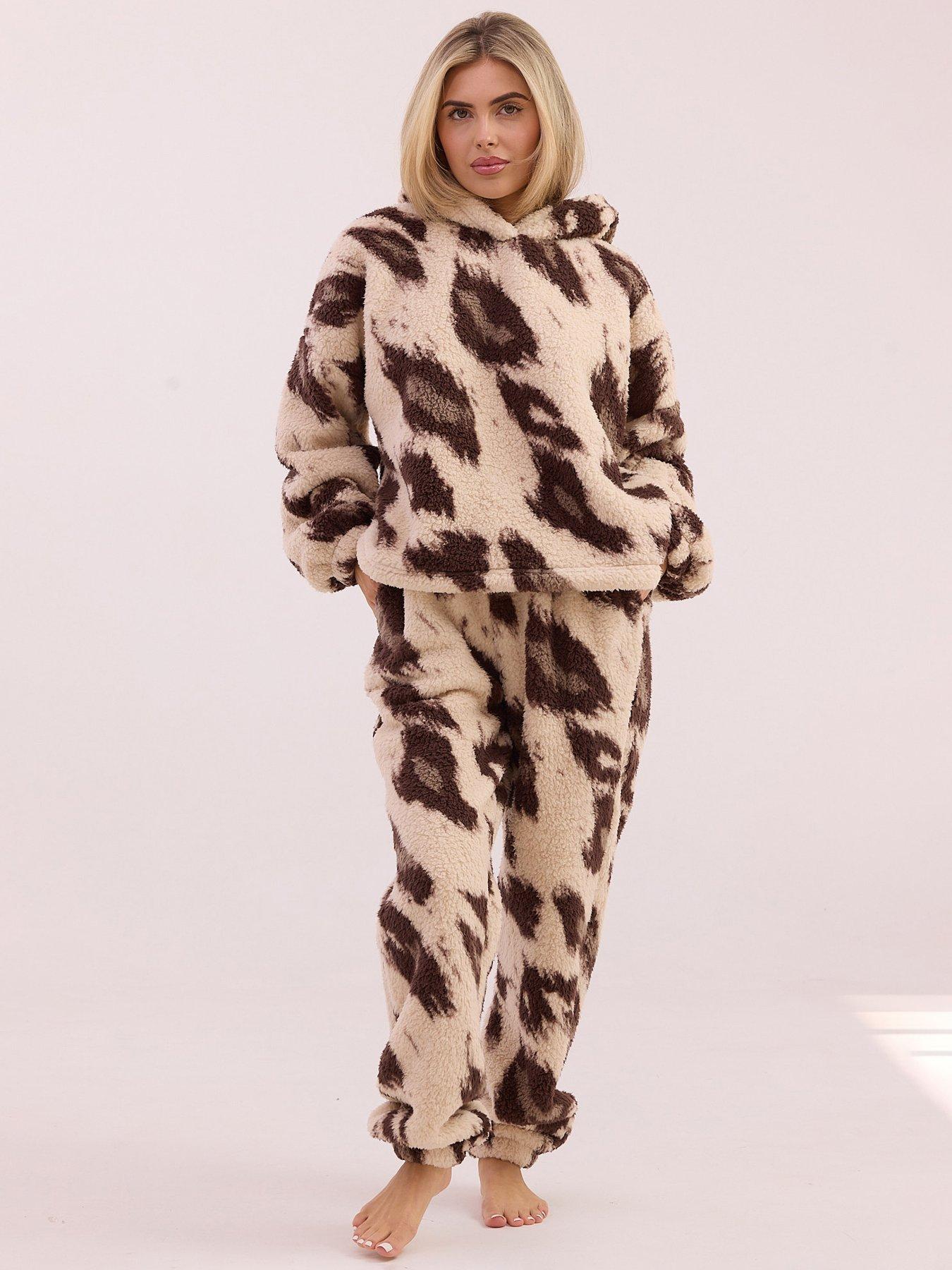 Jim Jam The Label Jim Jam The Label Oversized Animal Print Twosie - Brown/cream
