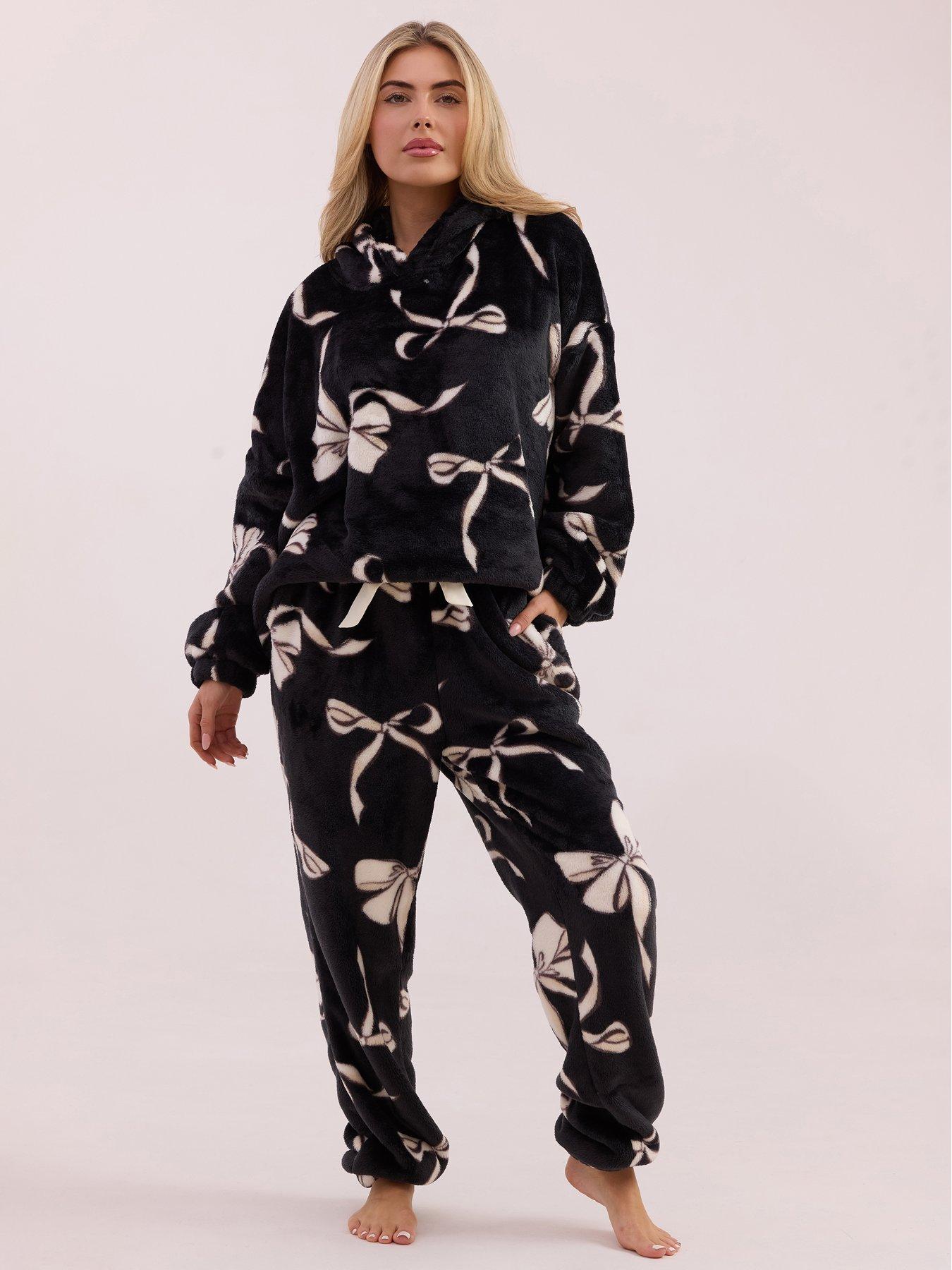 Image 1 of 5 of Jim Jam The Label Bow Print Twosie - Black/white